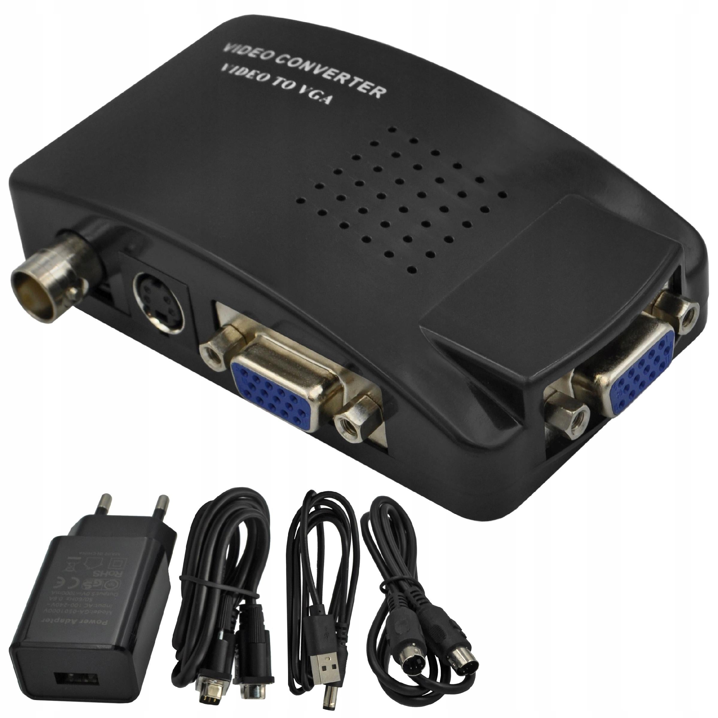 S-VIDEO BNC AV VGA TO VGA VIDEO SIGNAL CONVERTER + FREEBIE WIREWAY CABLES