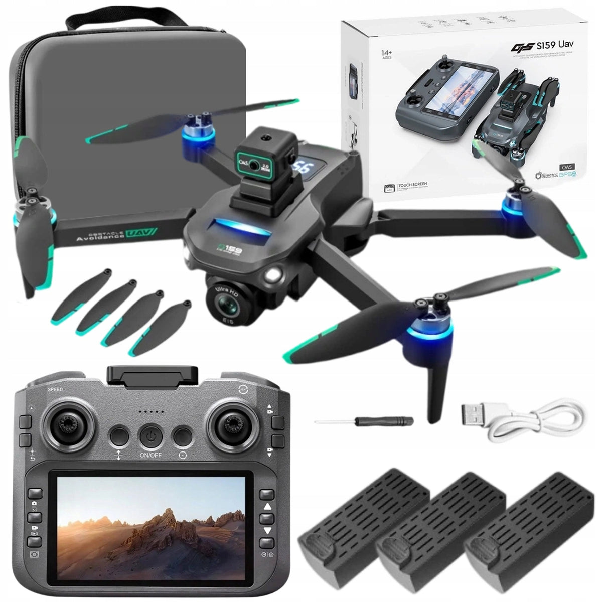 S159 Drone with 5G Remote Control with Screen, GPS, Obstacle Avoidance, Dual Camera