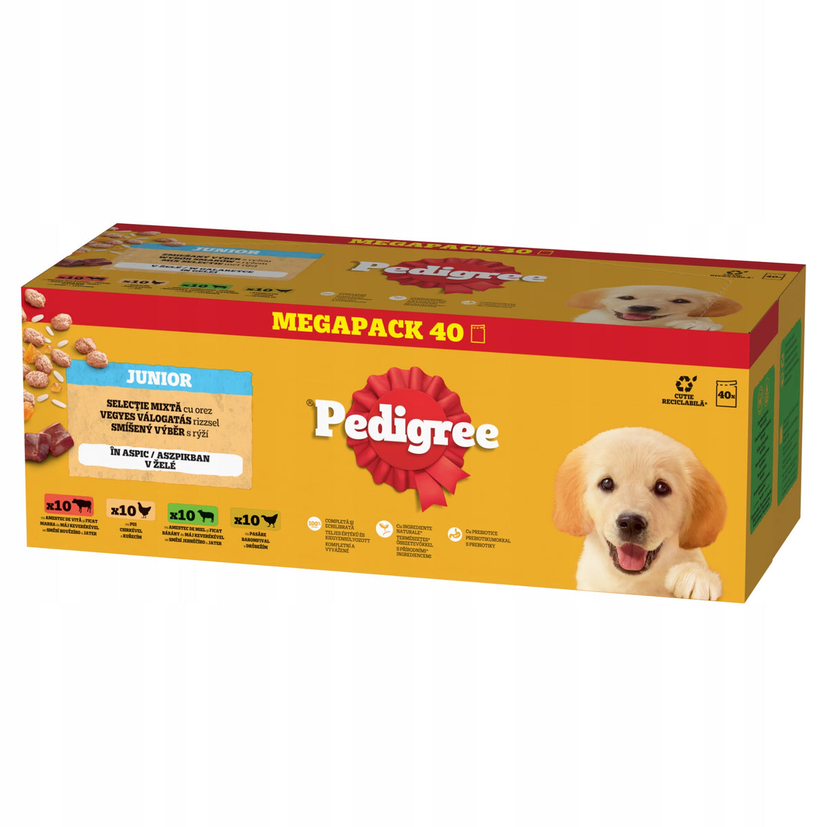 SACHETS PEDIGREE JUNIOR CHOICE OF FLAVORS WITH RICE IN JELLY 40X100G
