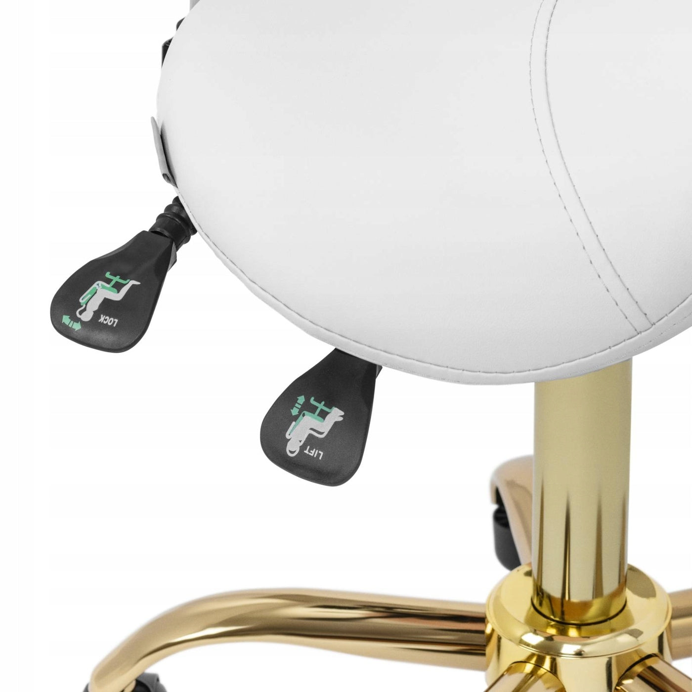 SADDLE CHAIR - 51 - 65 CM - 150 KG - WHITE/ GOLD Packaging status original