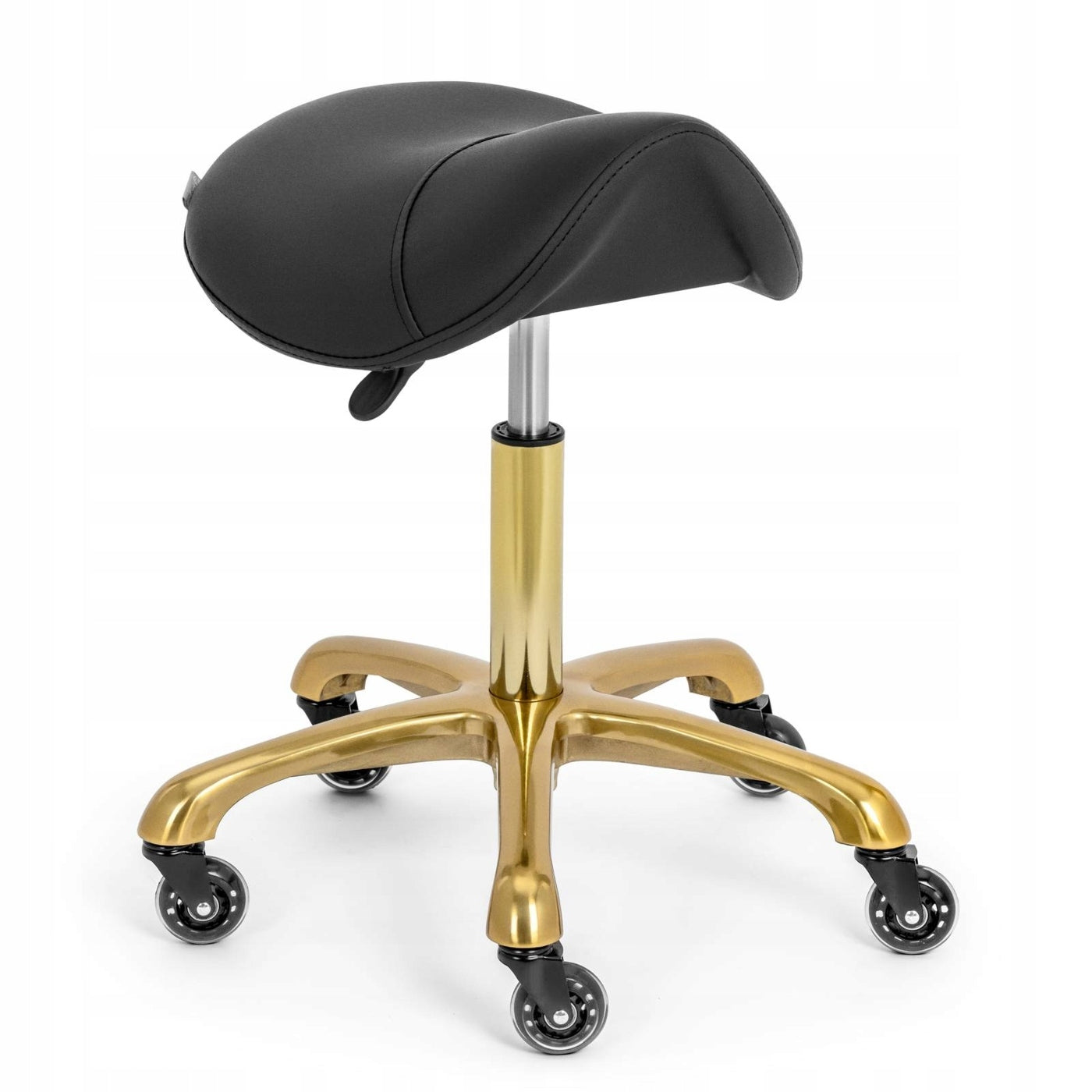 SADDLE CHAIR - 55 - 70 CM - 150 KG - BLACK / GOLD