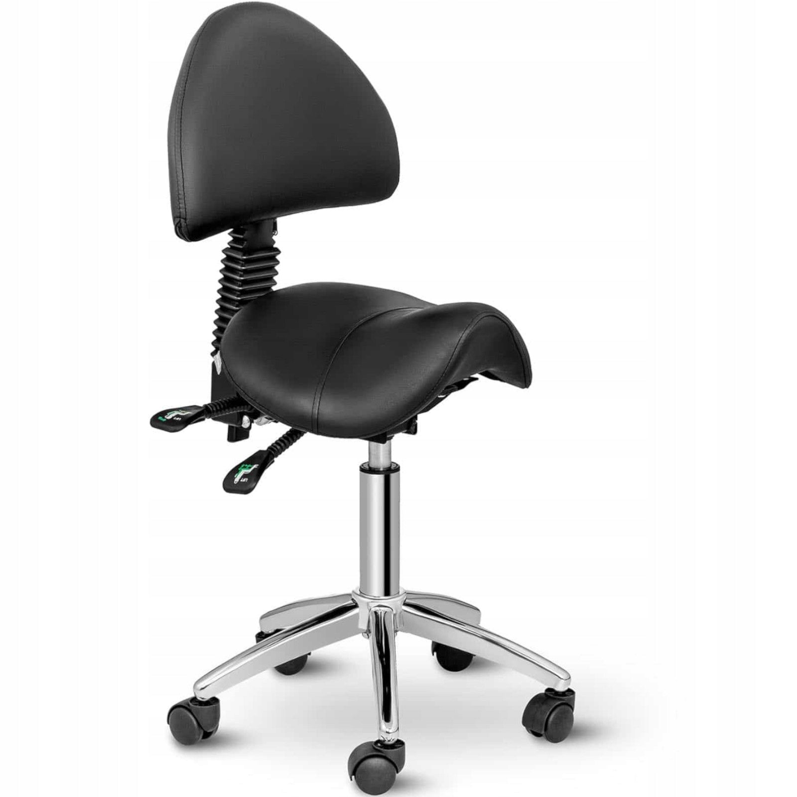 SADDLE COSMETIC CHAIR WITH SWIVEL BACKREST ADJUSTABLE BLACK