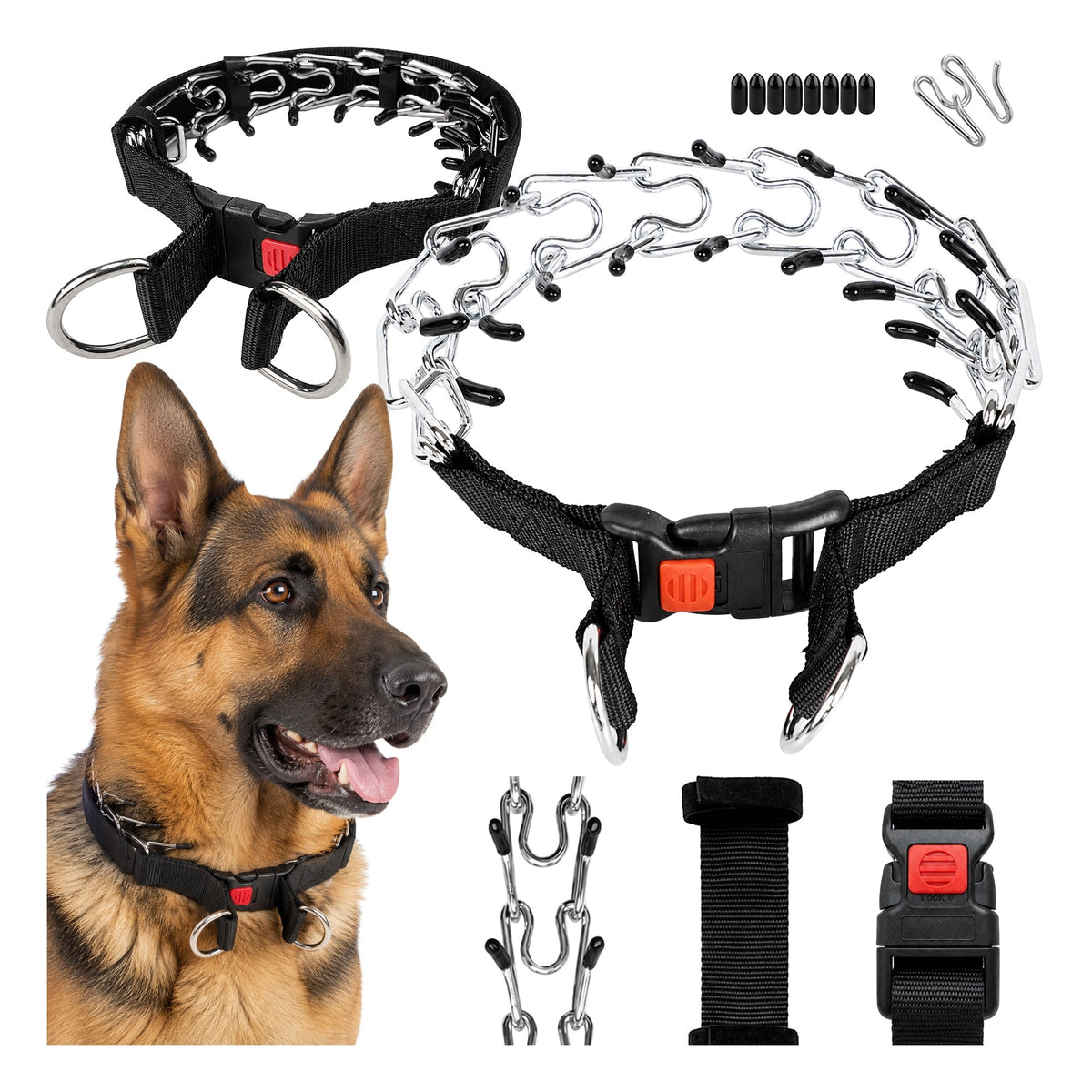 SAFE DOG COLLAR EARRING FOR TRAINING STEEL LARGE XXL BLACK