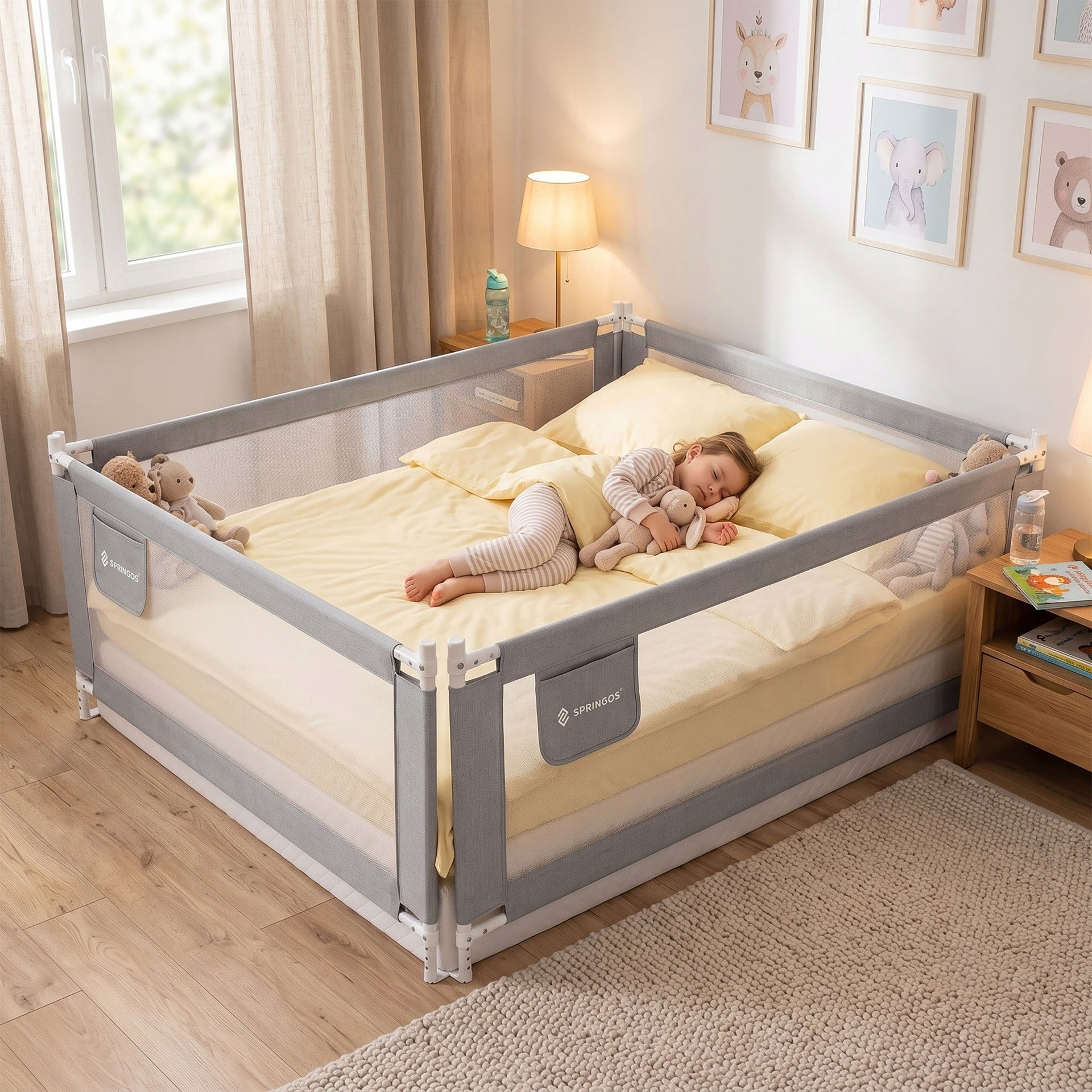 SAFETY BED BARRIER FOR CHILDREN 200cm GREY FOLDING Packaging status original