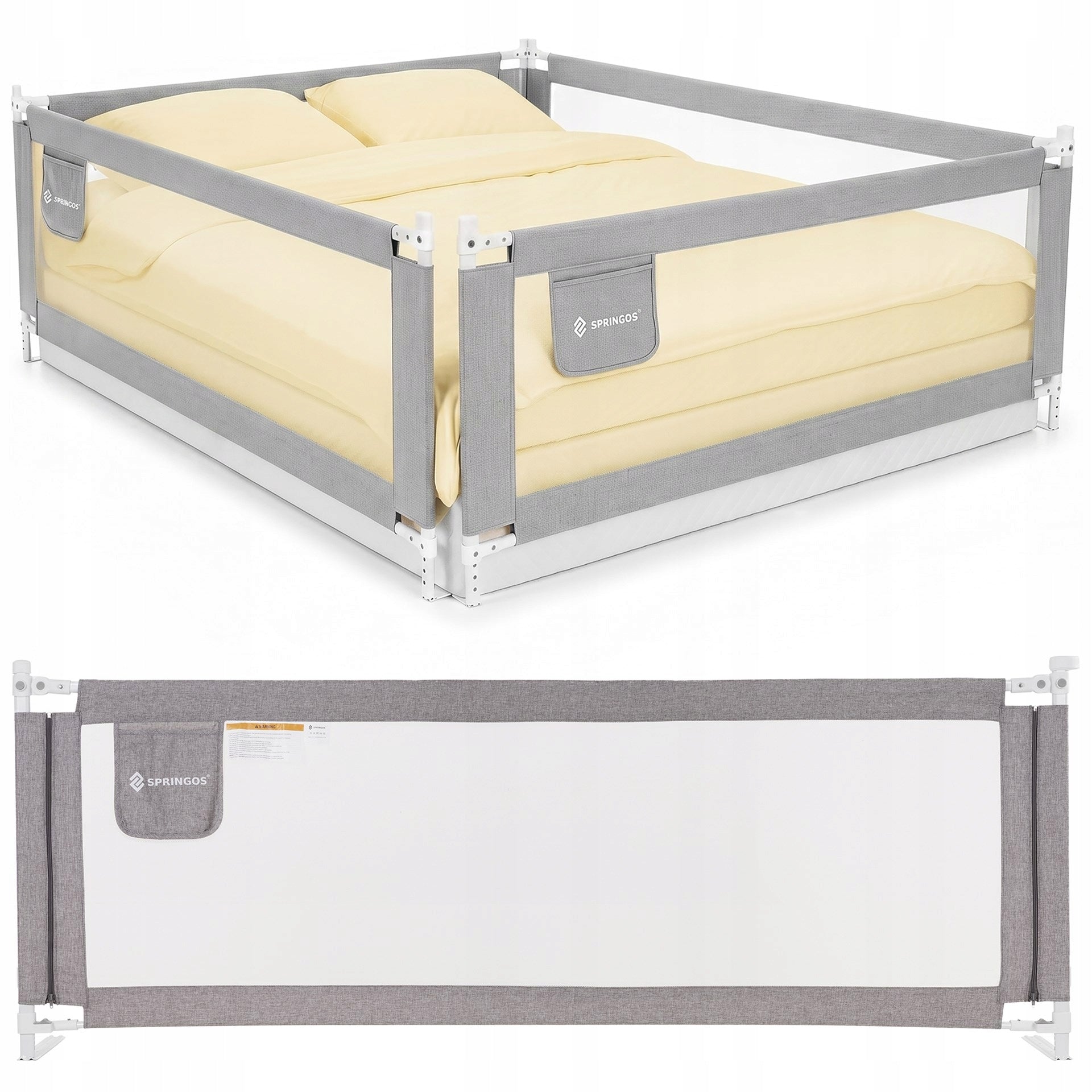 SAFETY BED BARRIER FOR CHILDREN 200cm GREY FOLDING