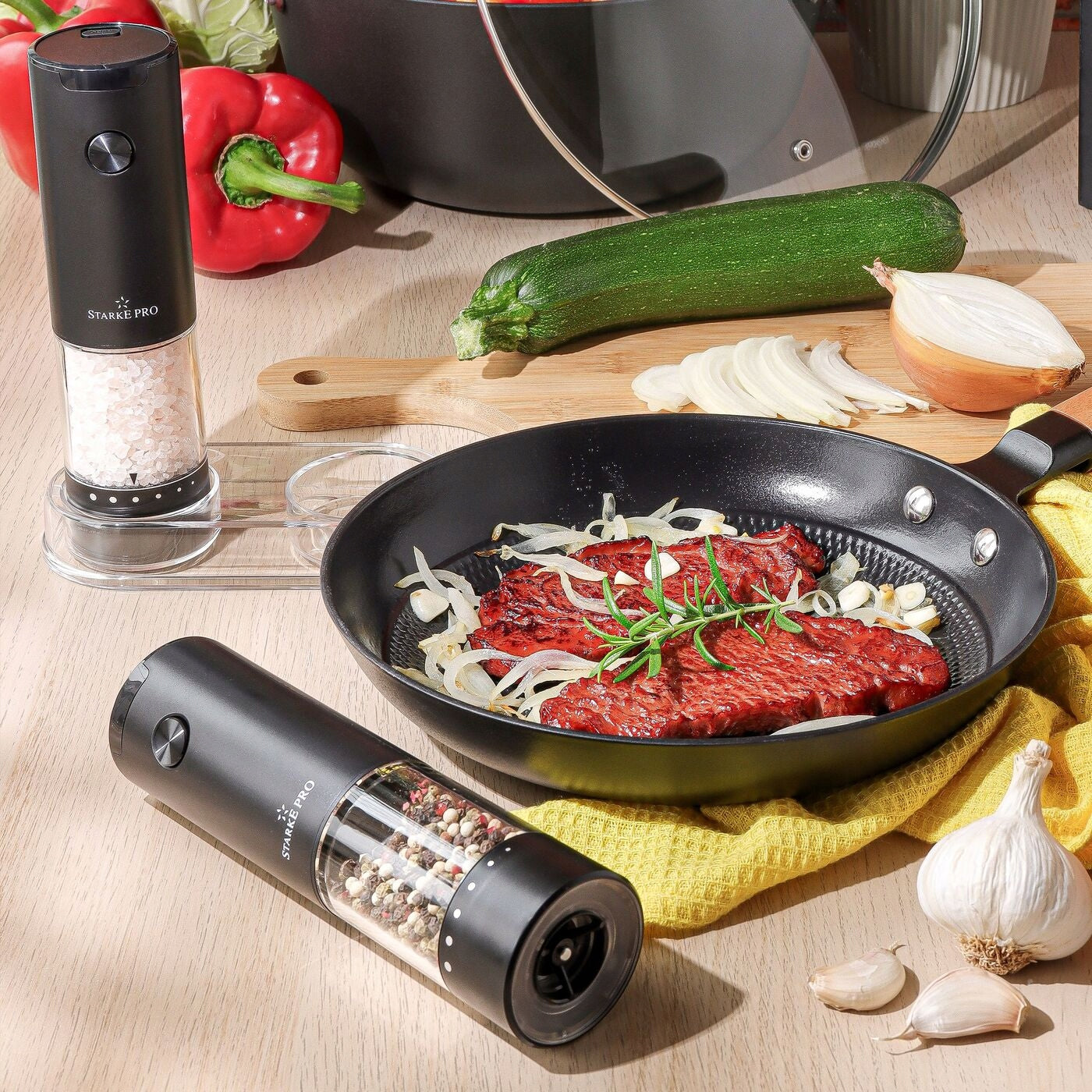 SALT AND PEPPER ELECTRIC GRINDERS MODERN LED Starke Pro Vis 2 pcs USB C Brand Starke Pro
