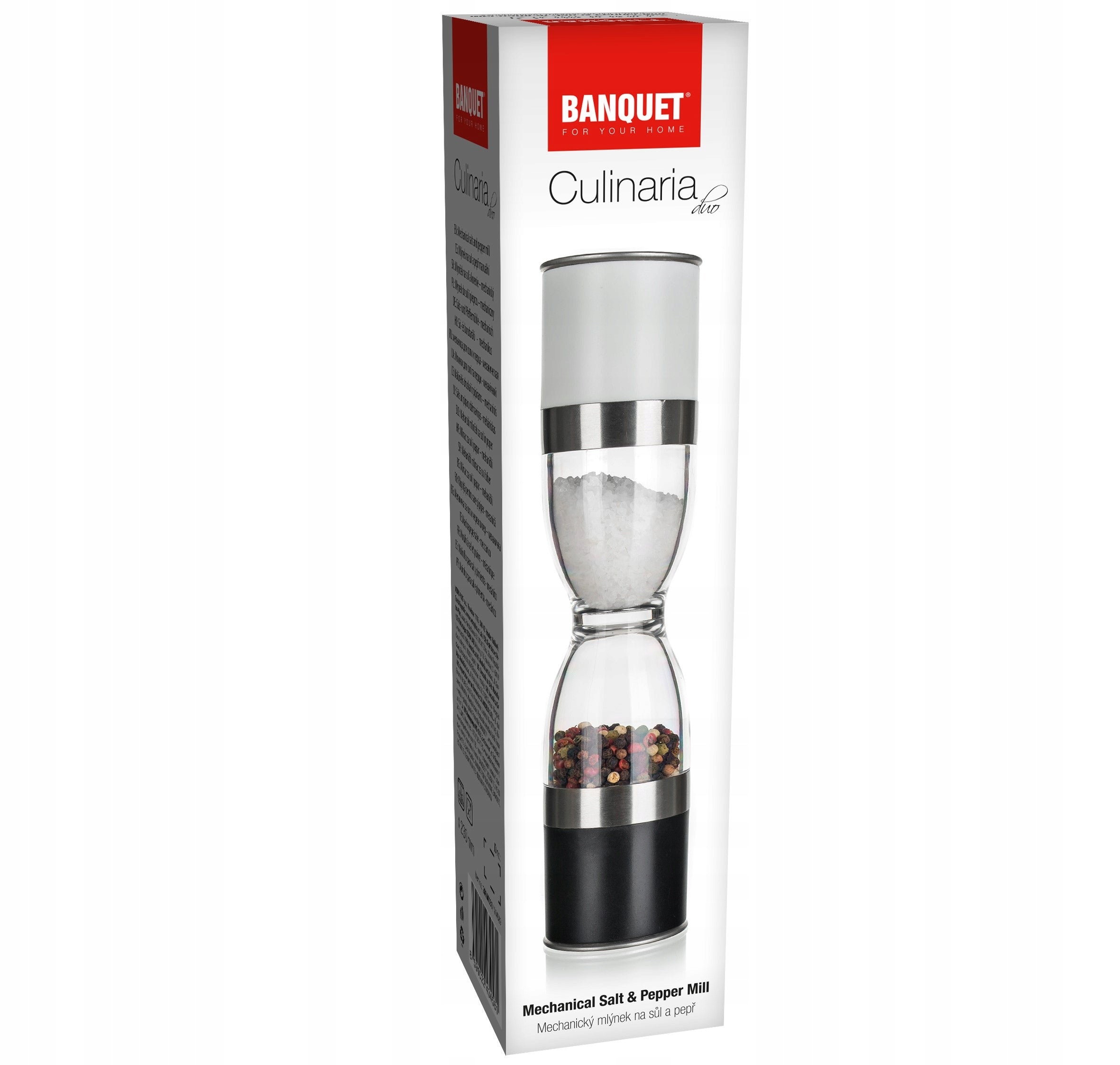 SALT PEPPER GRINDER double-sided steel for grinding spices BANQUET Manufacturer code podwójny ręczny młynek do mielenia klepsydra