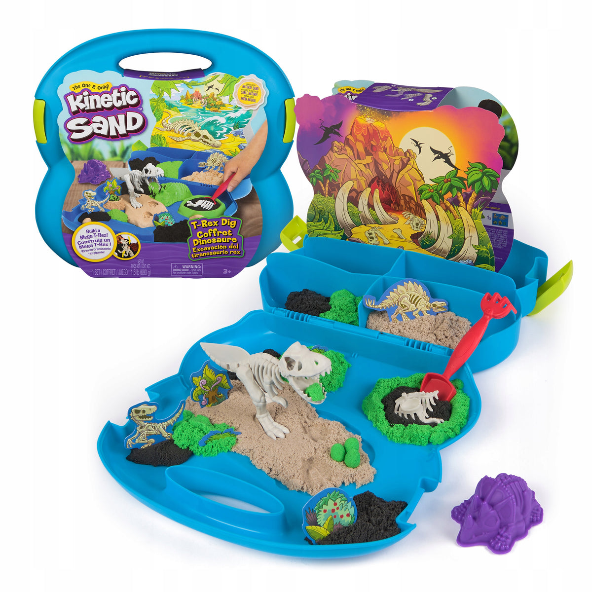 SAND KINETIC DINOSAUR EXCAVATION T-REX WITH SKELETON ACCESSORIES
