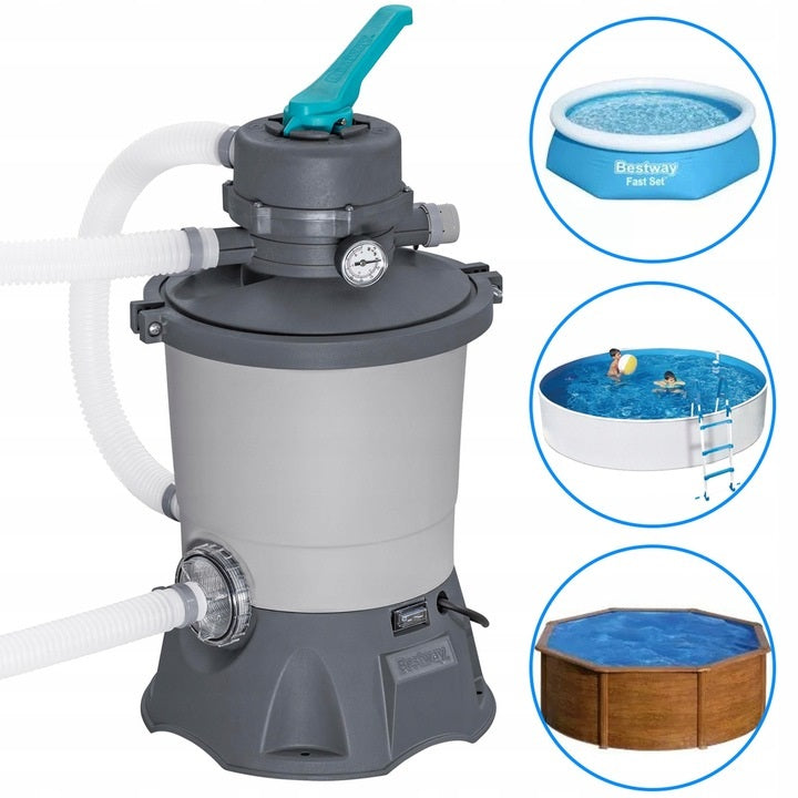 SAND PUMP BESTWAY 58515 FILTERING FOR SWIMMING POOLS 3596L/h + HOSE FITTINGS