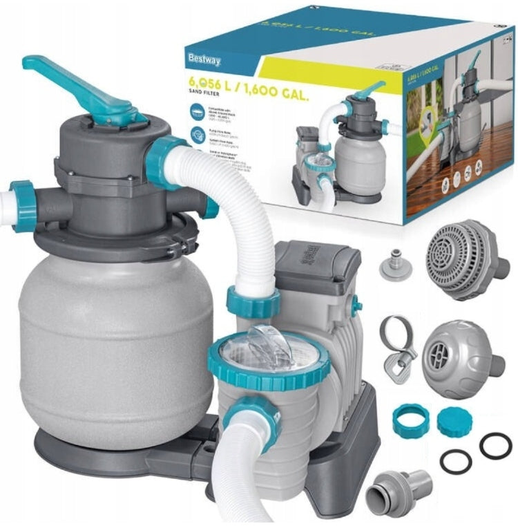 SAND PUMP FOR POOLS 6056 L/h BESTWAY 58497 + HOSES + ADAPTER