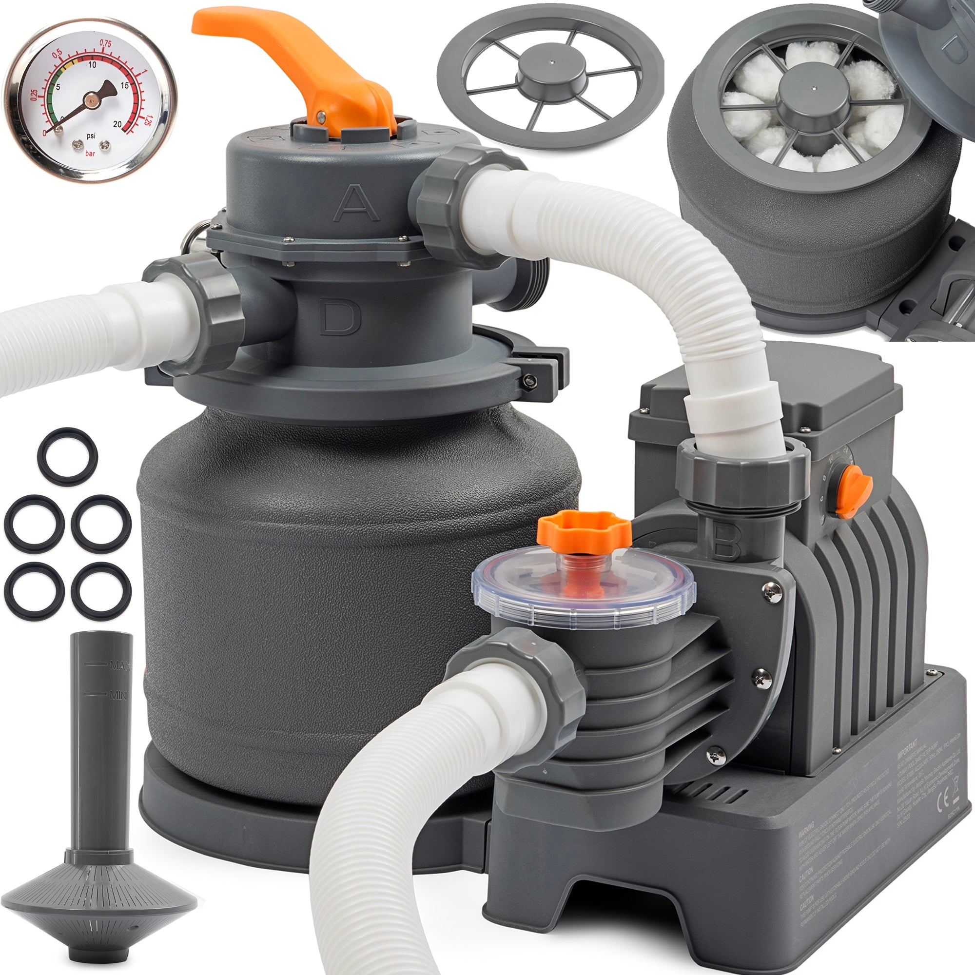 SAND PUMP FOR SWIMMING POOL FILTER BALLS HOSE FITTINGS 8705L/h