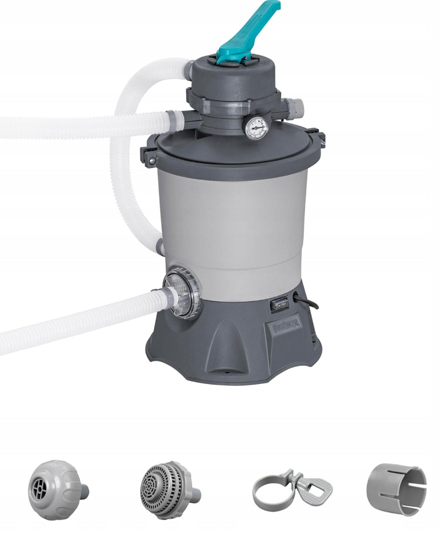 SAND PUMP FOR SWIMMING POOLS FILTERING 3596l/h BESTWAY 58515 +HOSES + FITTINGS Height 71 cm