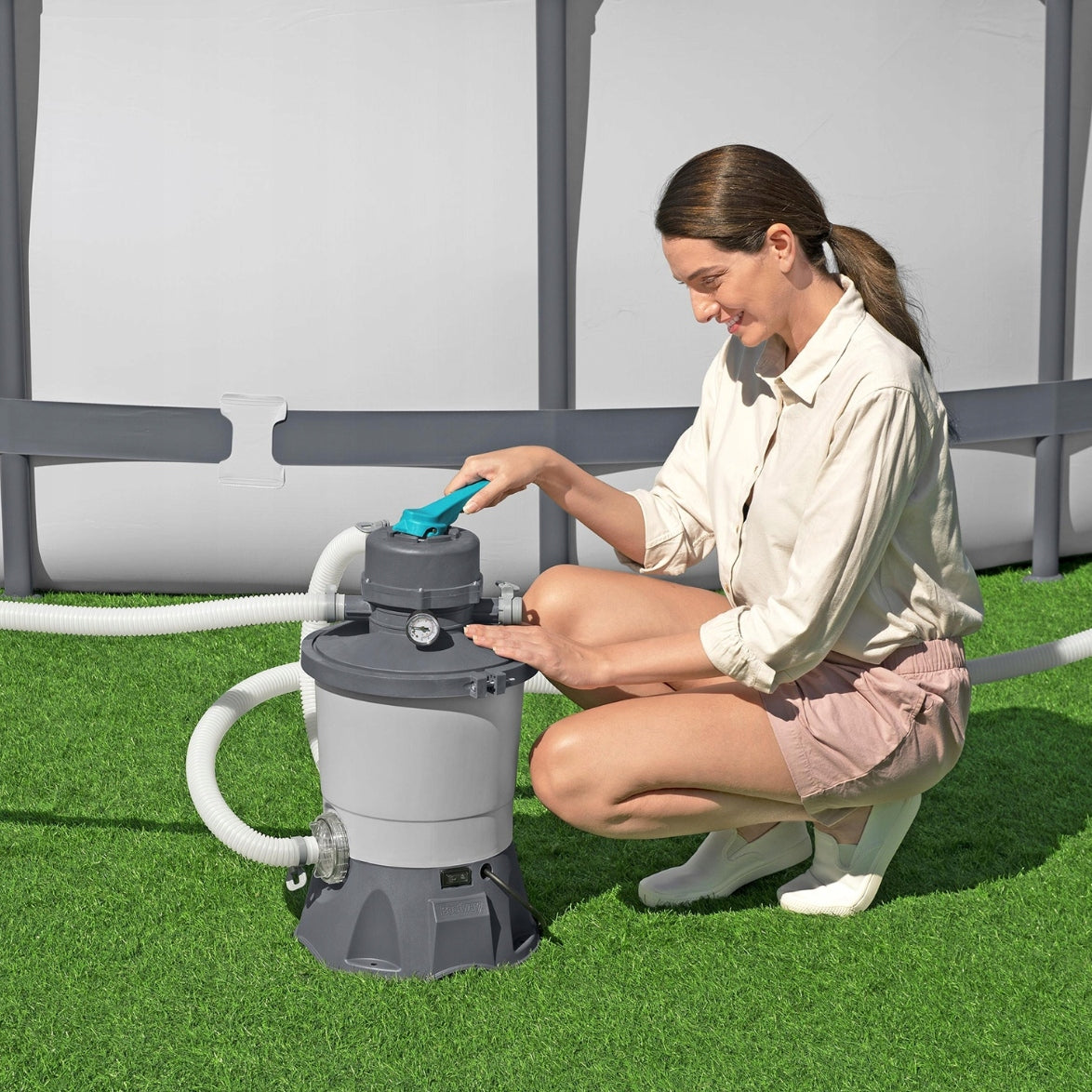 SAND PUMP FOR SWIMMING POOLS FILTERING 3596l/h BESTWAY 58515 +HOSES + FITTINGS Volume 2006 l