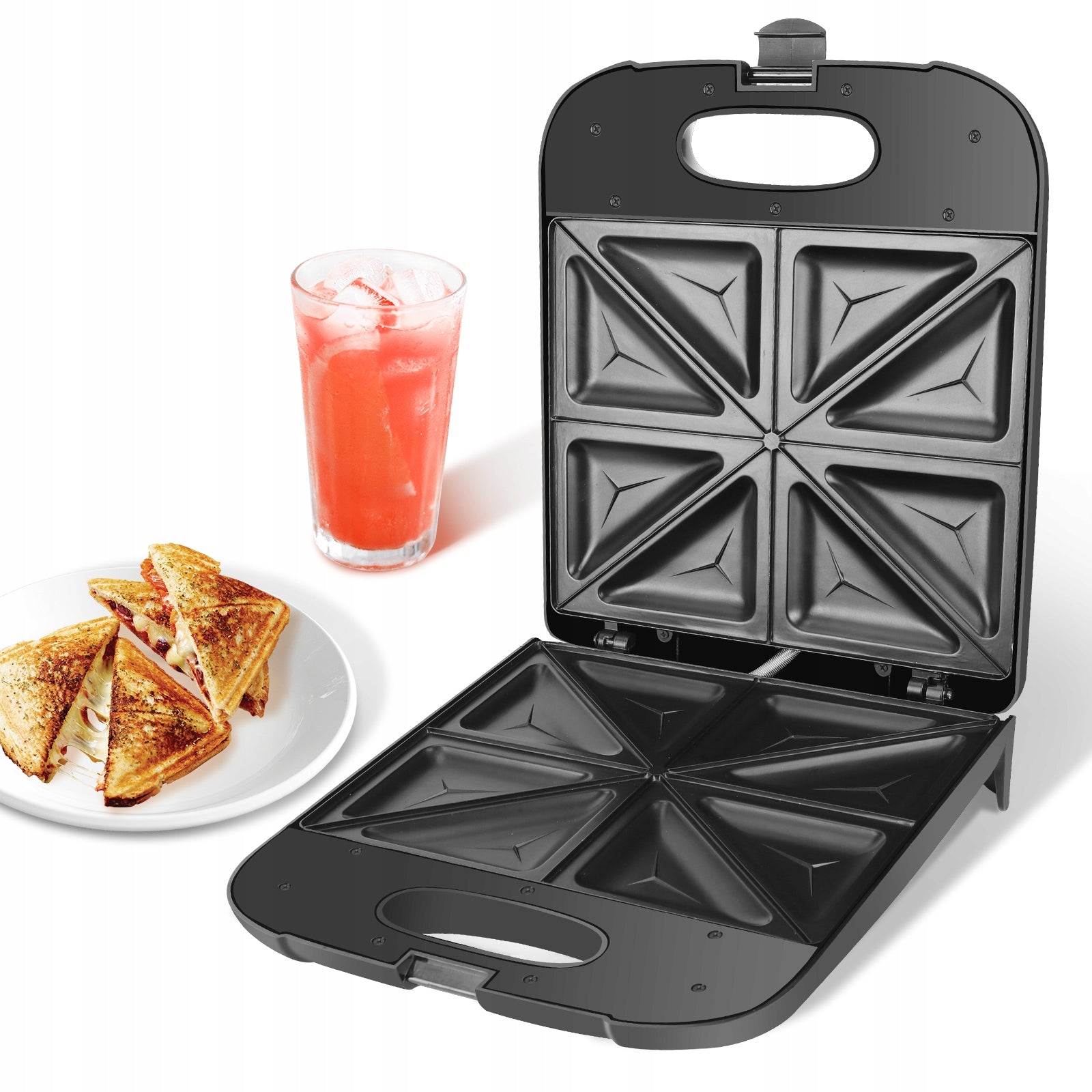 SANDWICH TOASTER AIGOSTAR 1400W 4 TOASTS NON-STICK PLATES NEW Packaging status original
