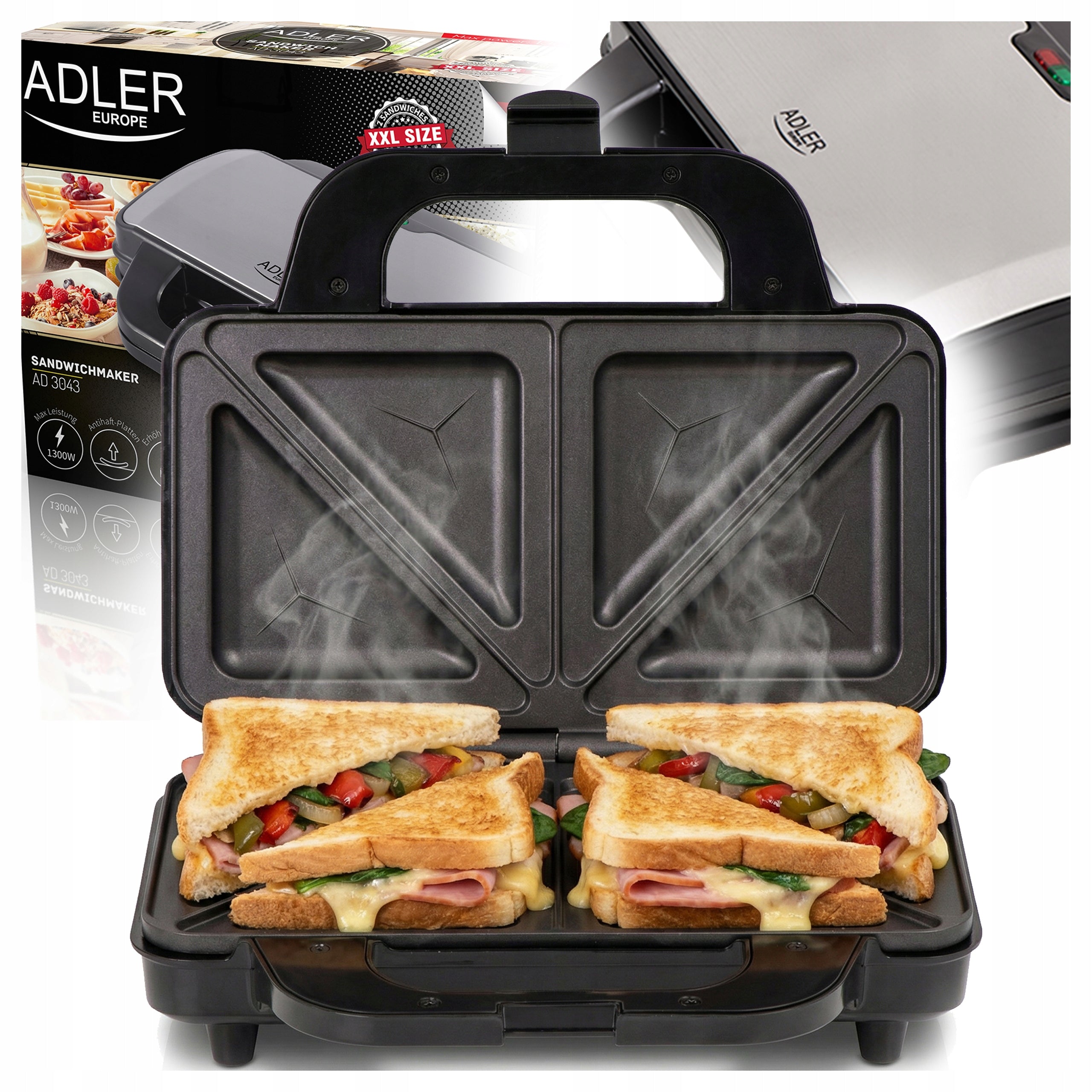 SANDWICH TOASTER ELECTRIC TOASTER 1300 IN NON-STICK COATING