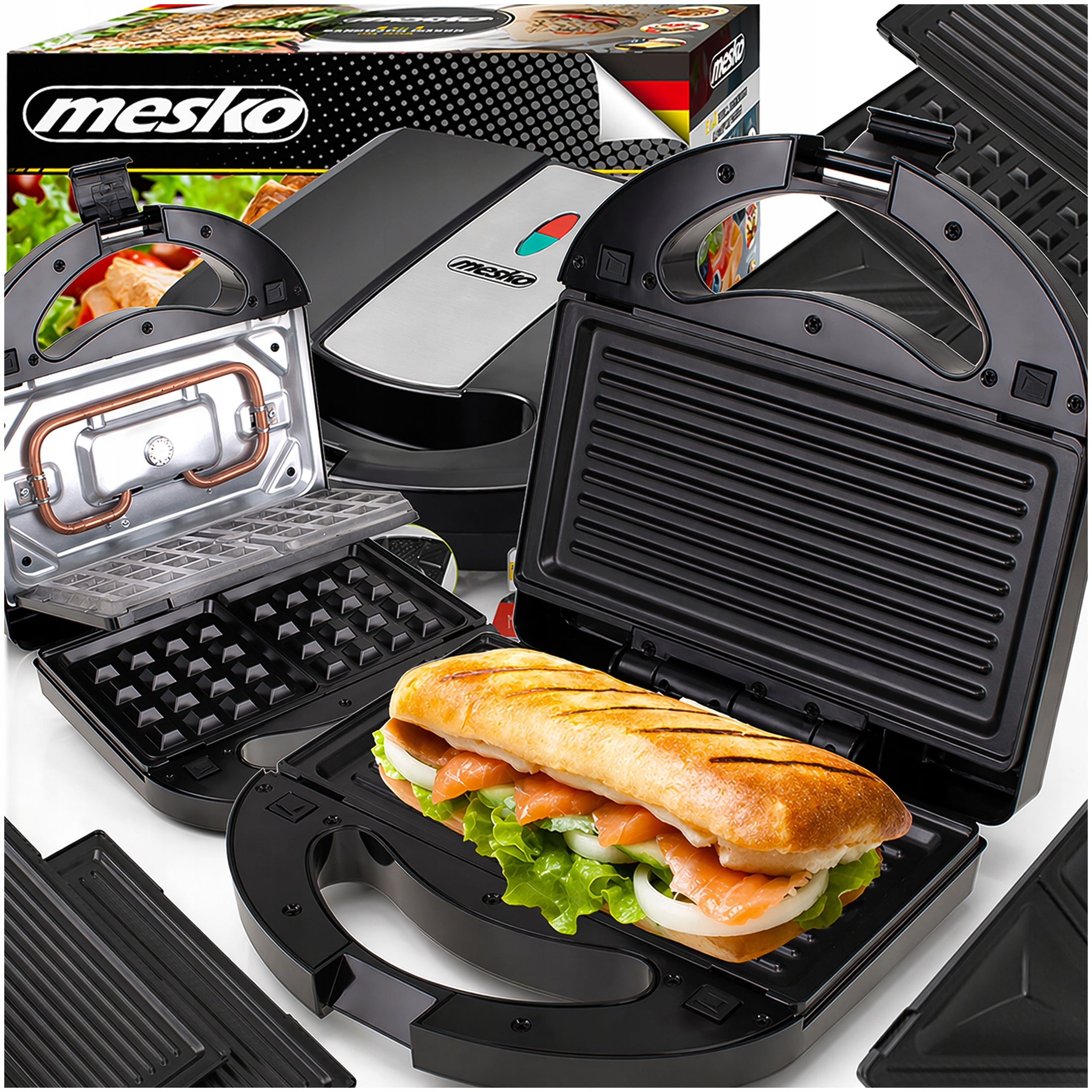 SANDWICH TOASTER GRILL WAFFLE IRON 1000W ELECTRIC TOASTER TOAST 3IN1