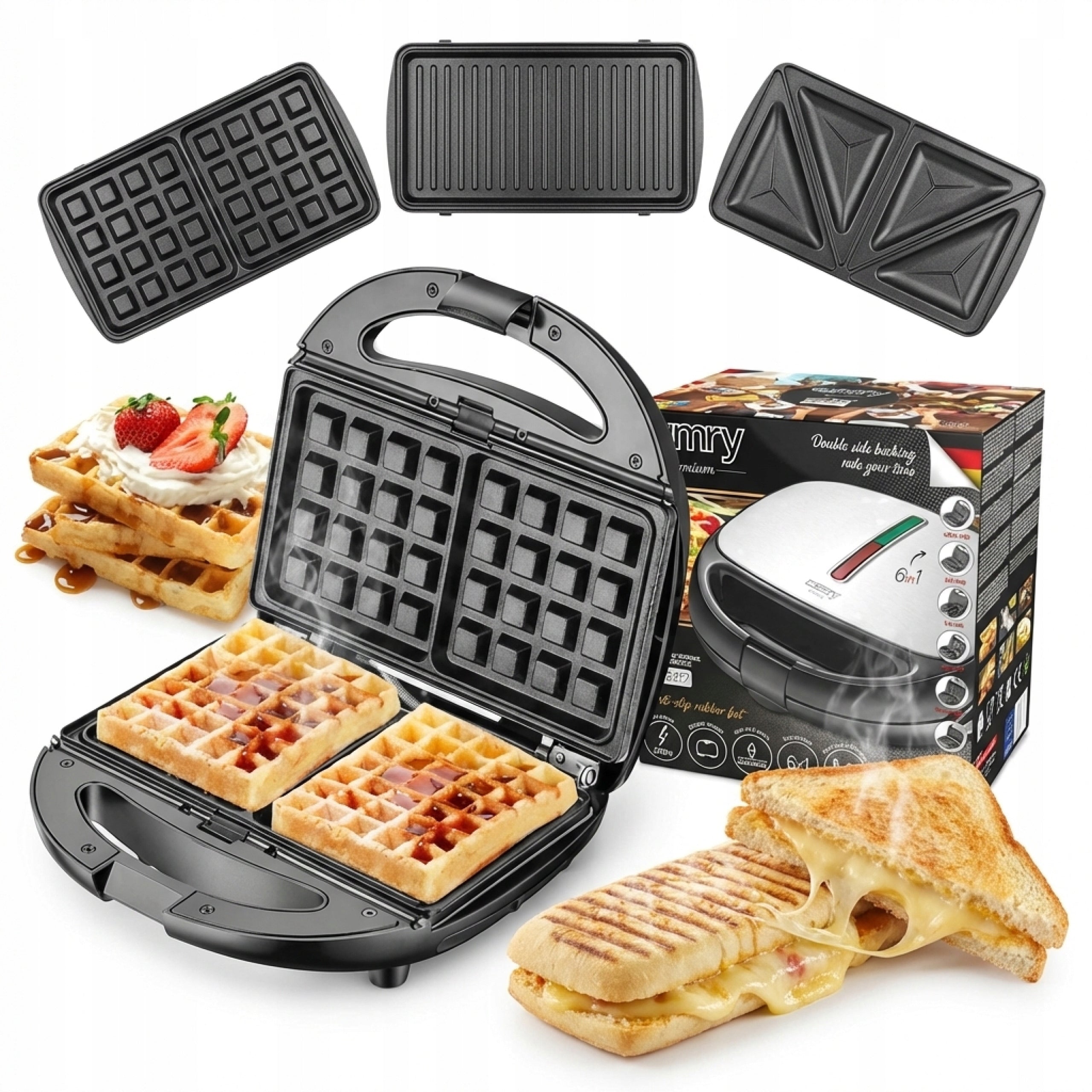 SANDWICH TOASTER GRILL WAFFLE MAKER TOASTER 6in1 NON-STICK - 1200W