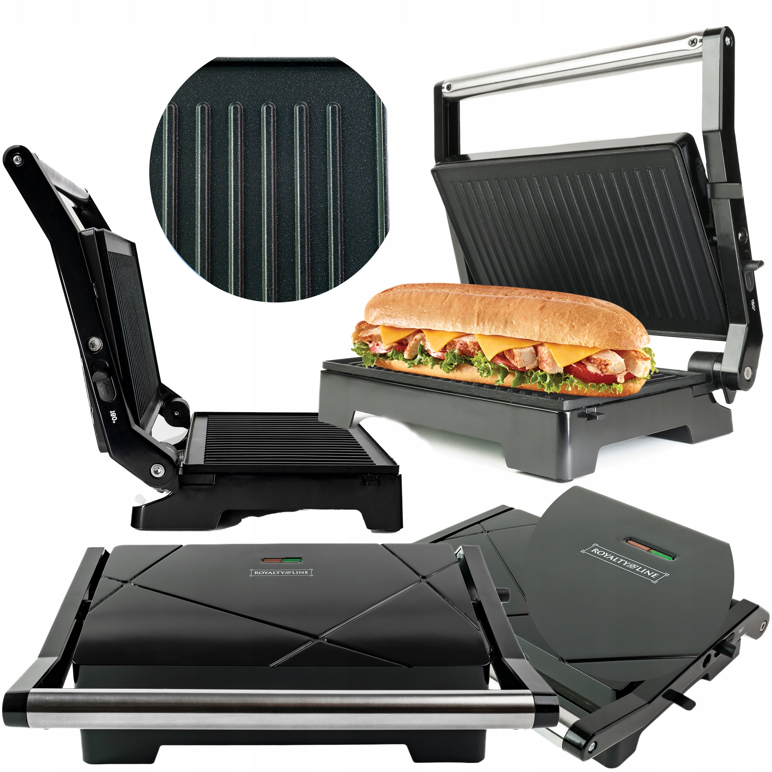 SANDWICH TOASTER PANINI SANDWICH TOASTER FOLDING GRILL NON-STICK 1000W Power rating 1000 W