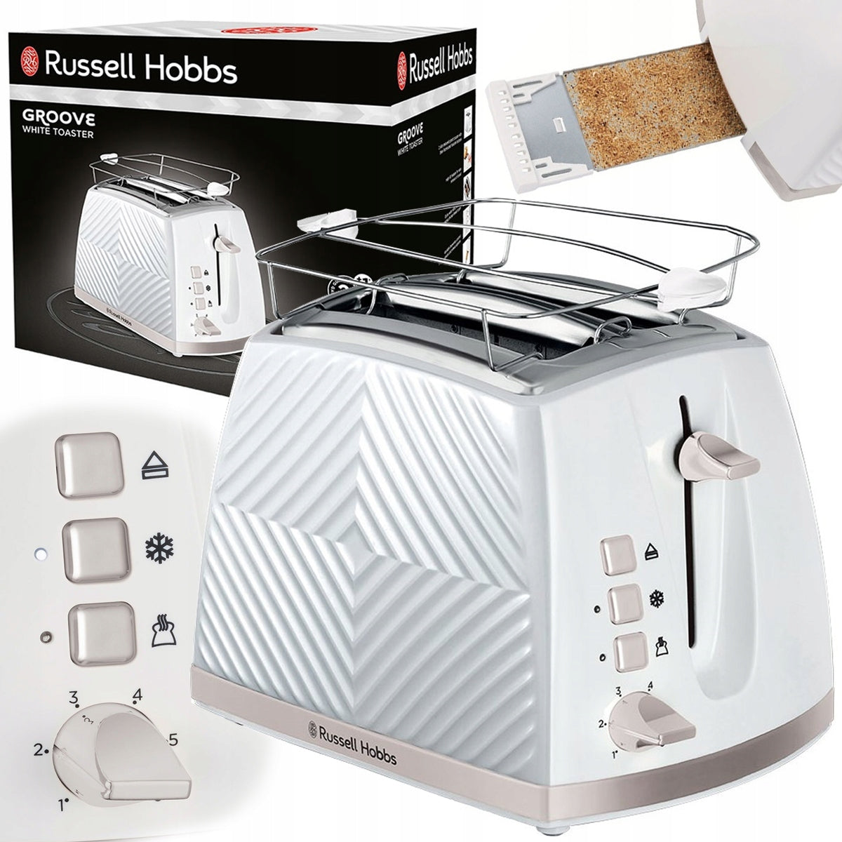 SANDWICH TOASTER RUSSELL HOBBS 26391-56 CRUMB TRAY DEFROSTING