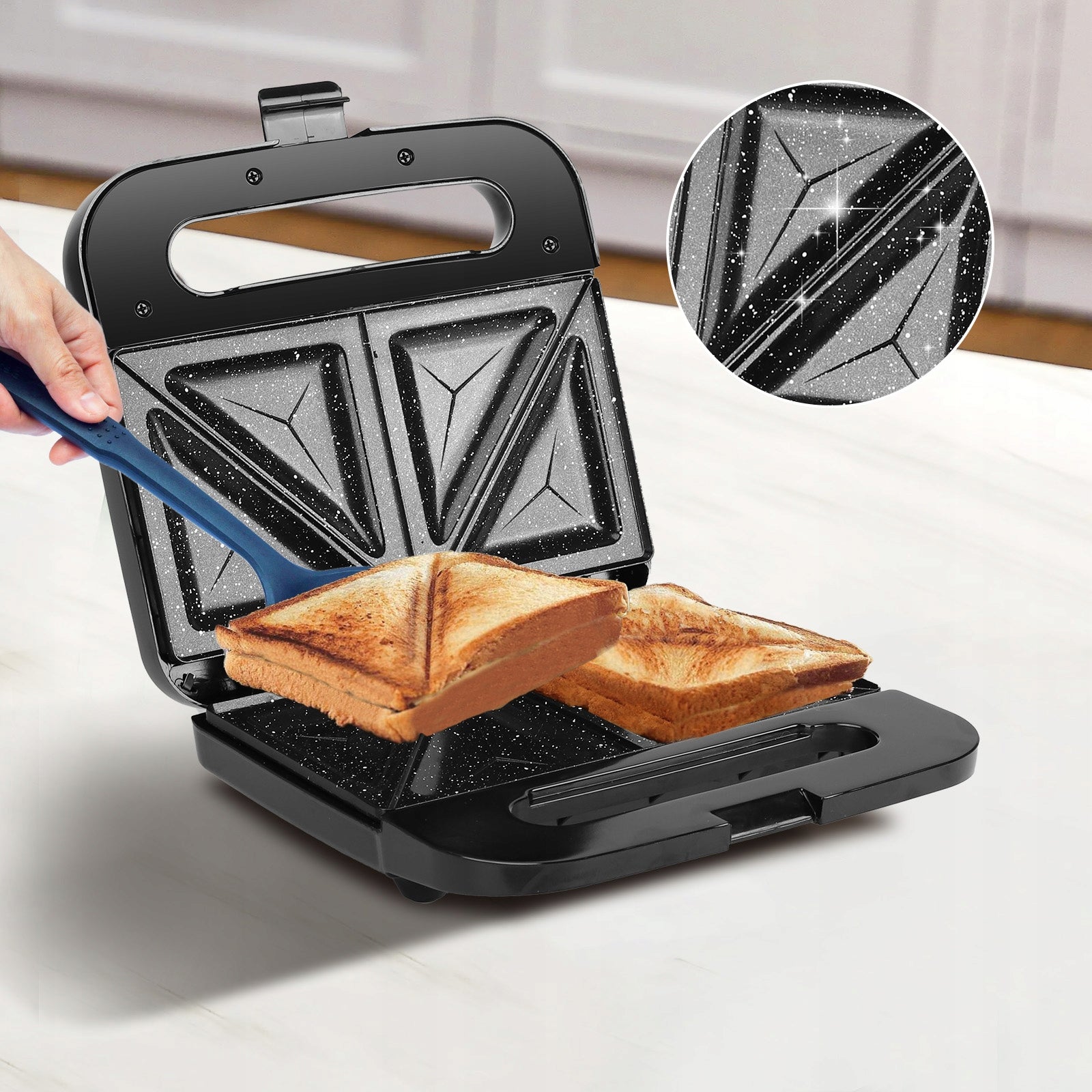 SANDWICH TOASTER SANDWICH 750W NONSTICK CERAMIC COATING Packaging status original