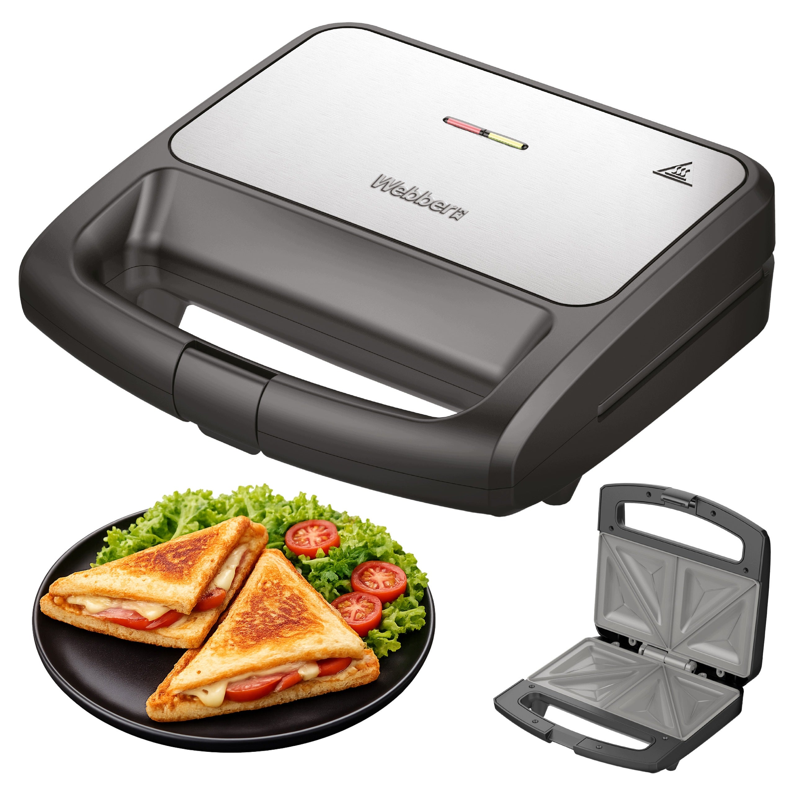 SANDWICH TOASTER WEBBER TIVARO SR1 750W CERAMIC INOX FOR 2 TOS