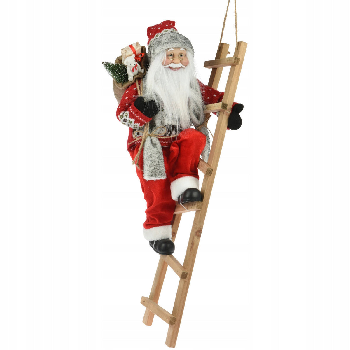 SANTA CLAUS ON LADDER Christmas ornament 25 x 66 cm