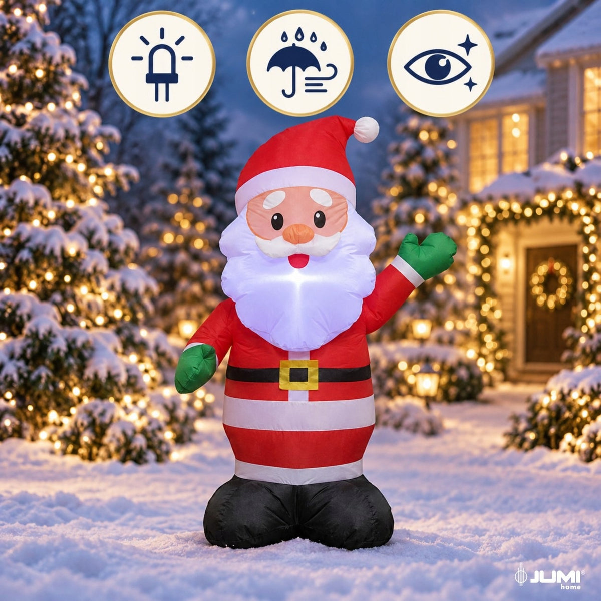 SANTA Inflatable GLOWING LARGE Pumped LED 125cm Blower JUMIhome Brand Jumi