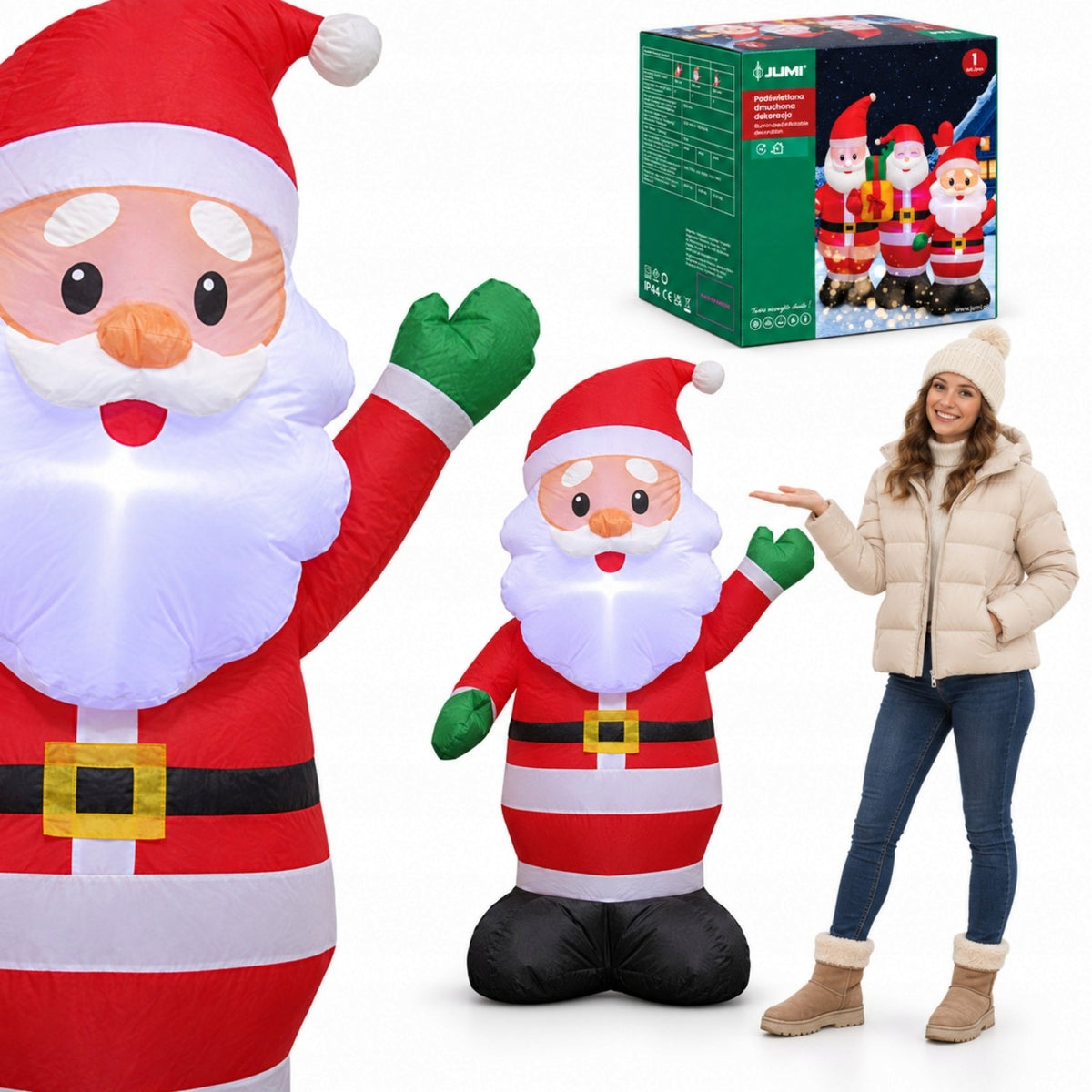 SANTA Inflatable GLOWING LARGE Pumped LED 125cm Blower JUMIhome