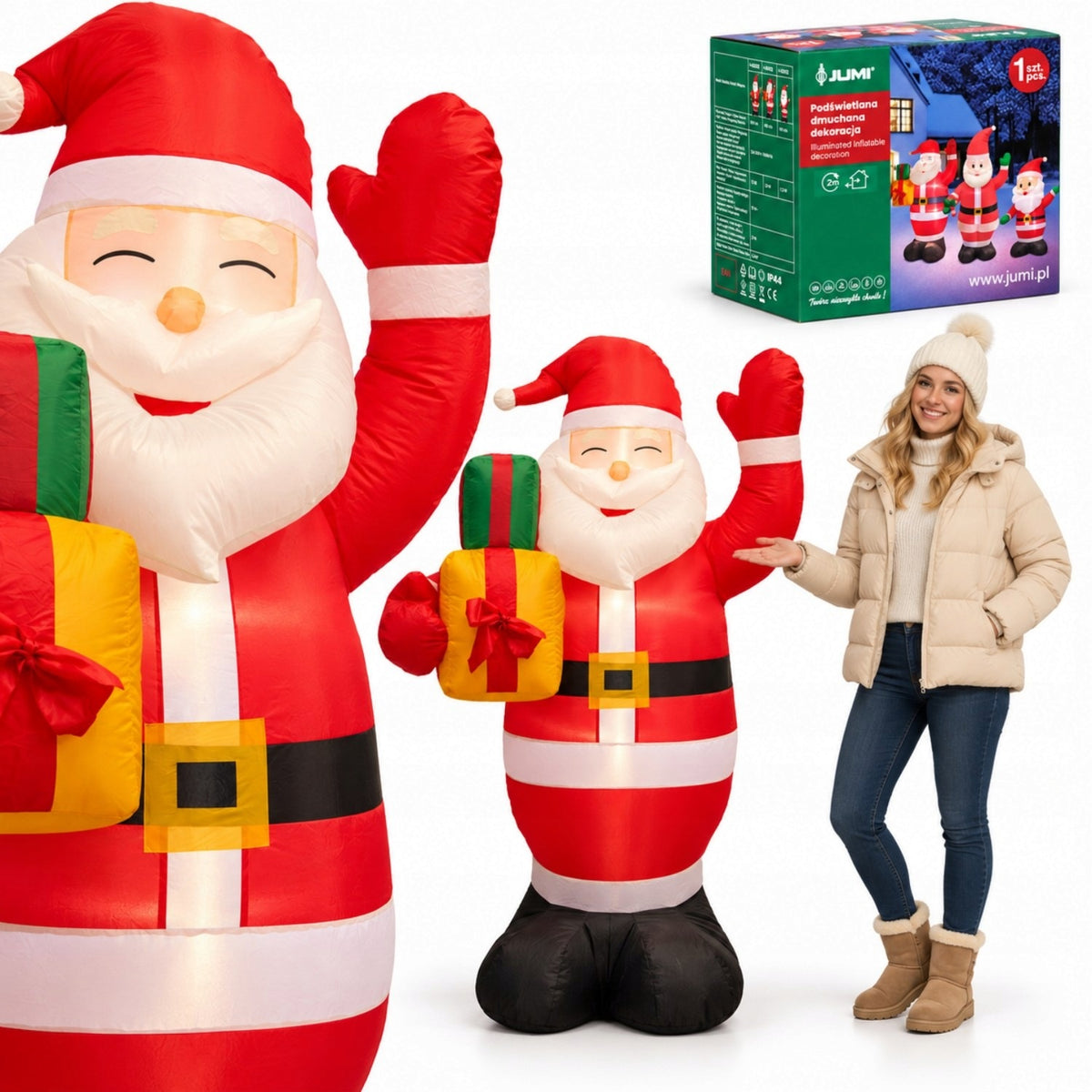 SANTA Inflatable GLOWING LARGE Pumped LED 150cm Blower JUMIhome
