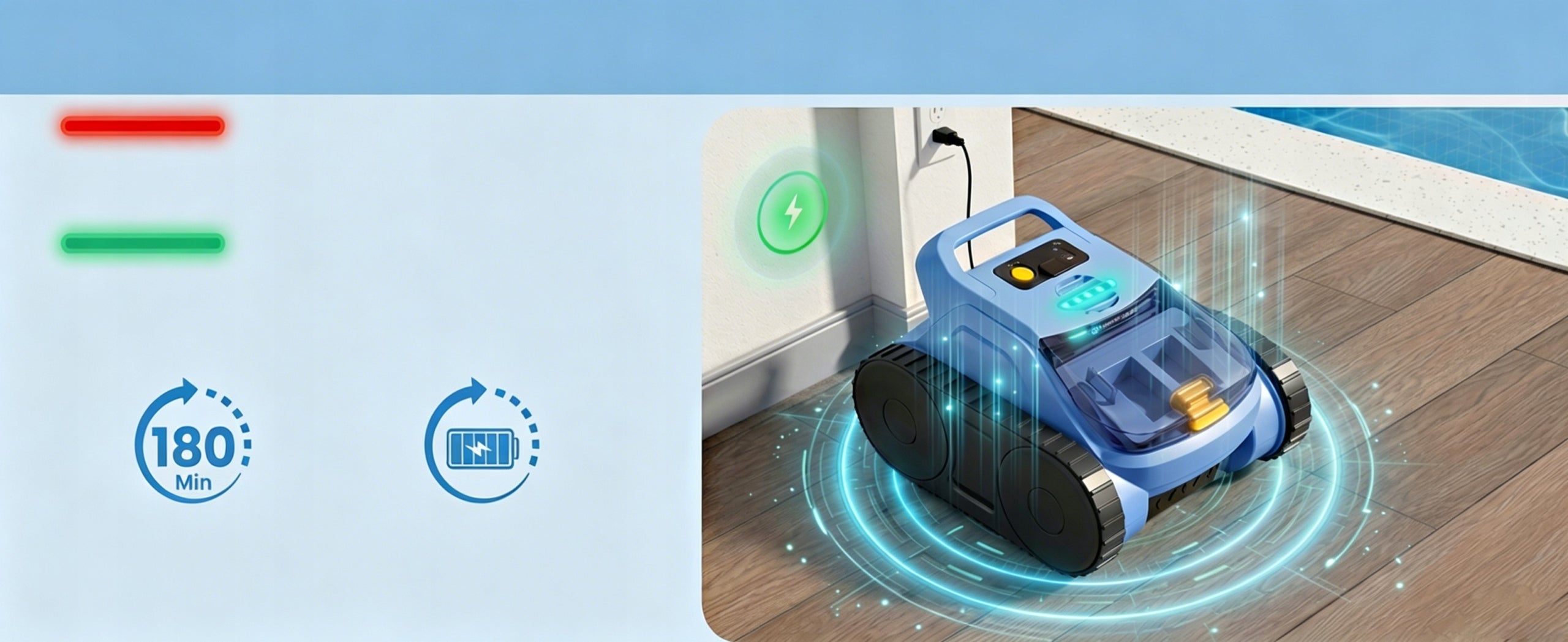 SAT20 PRO pool robot wireless pool robot 200m² 180min Model SAT20 PRO-180W-200m²