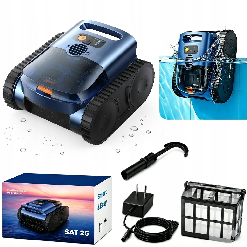 SAT25 Cordless Pool Robot - Sonar Navigation, Tangle-Free, Wall Climbing