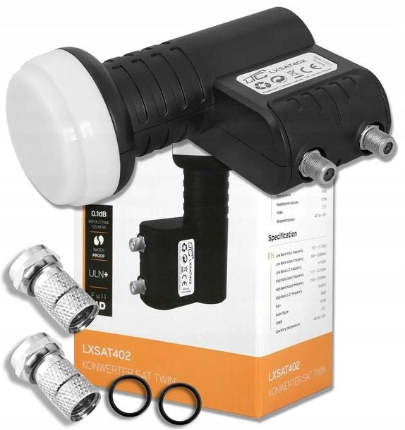 SATELLITE CONVERTER 4K DOUBLE TWIN 2 SOCKETS PLUG FREEBIE