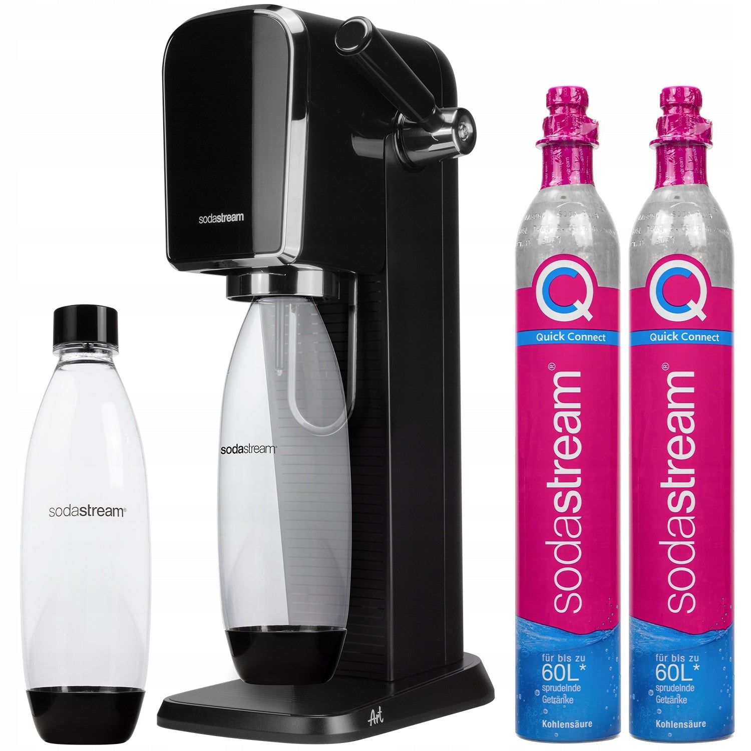 SATURATOR SODASTREAM ART BLACK + 2x QUICK CONNECT CARTRIDGE FOR WATER GASSING