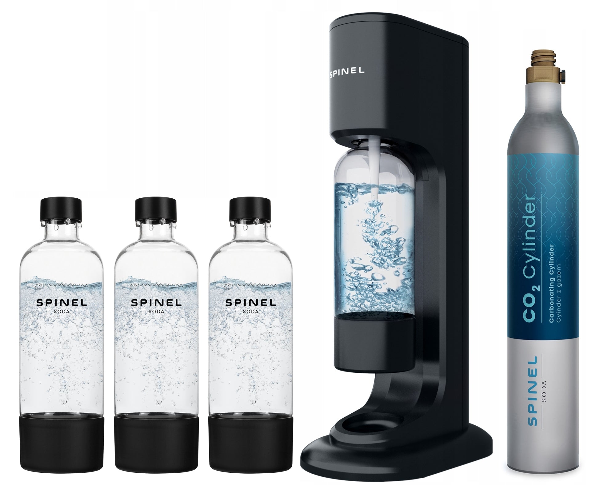SATURATOR SPINEL SODA BubbleON FOR WATER GASSING - 3 BOTTLES + 6x DRINKS Packaging status original