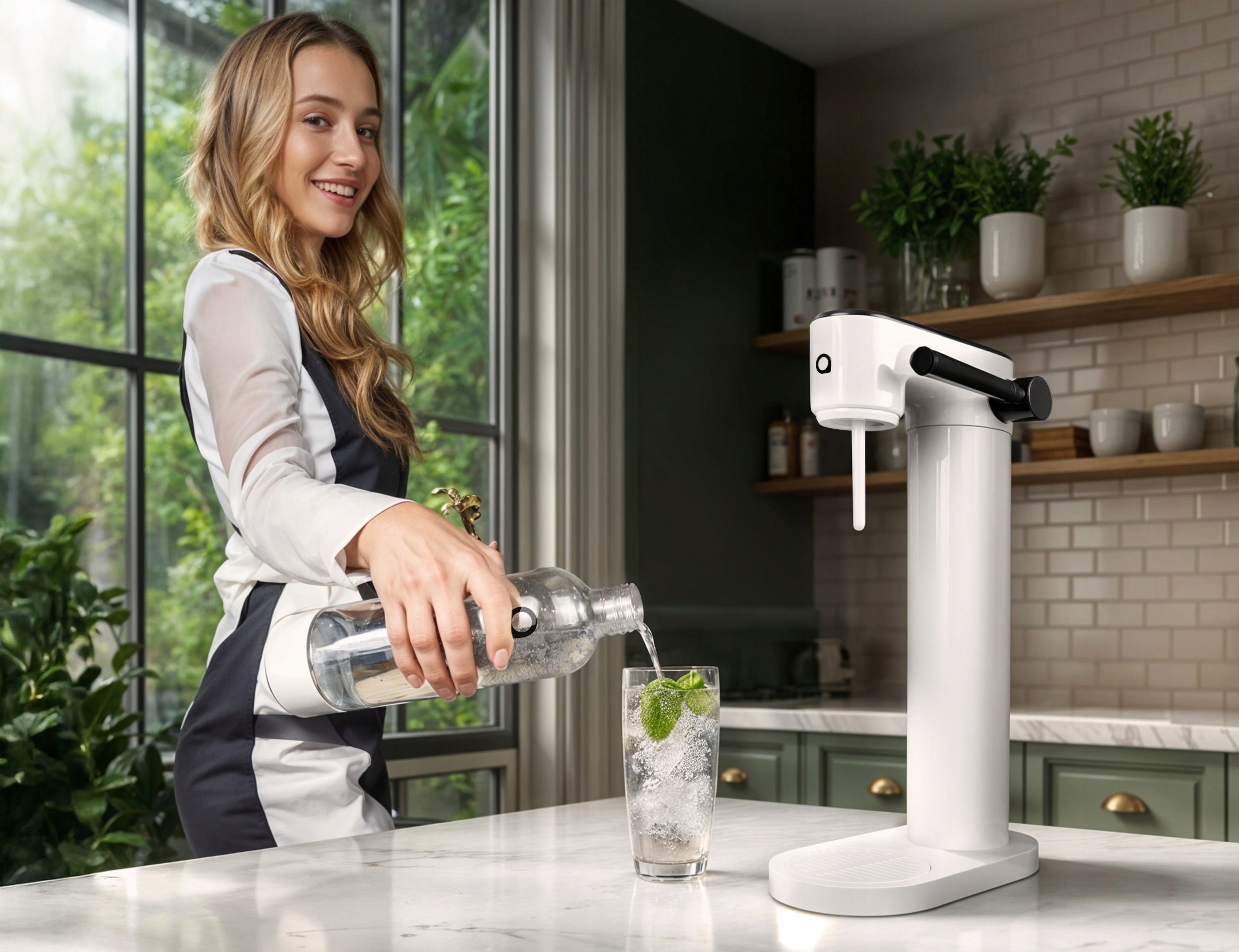 SATURATOR SYDO SPARKLING WATER AQUAFLOOW CYLINDER CO2 CYLINDER WATER BOTTLE Dominant color white