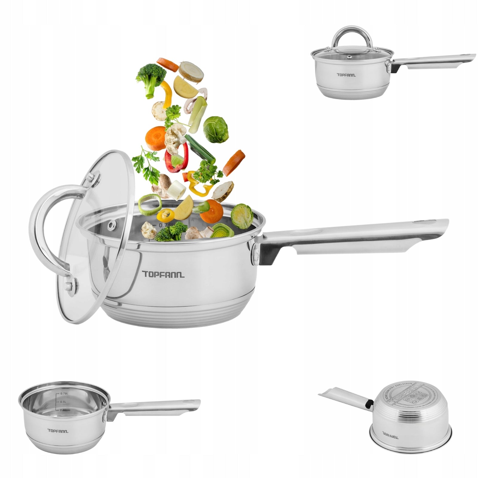 SAUCEPAN INDUCTION WITH LID FOR MILK STAINLESS STEEL 14 CM POT 1,1L GAS EAN (GTIN) 5903771849920