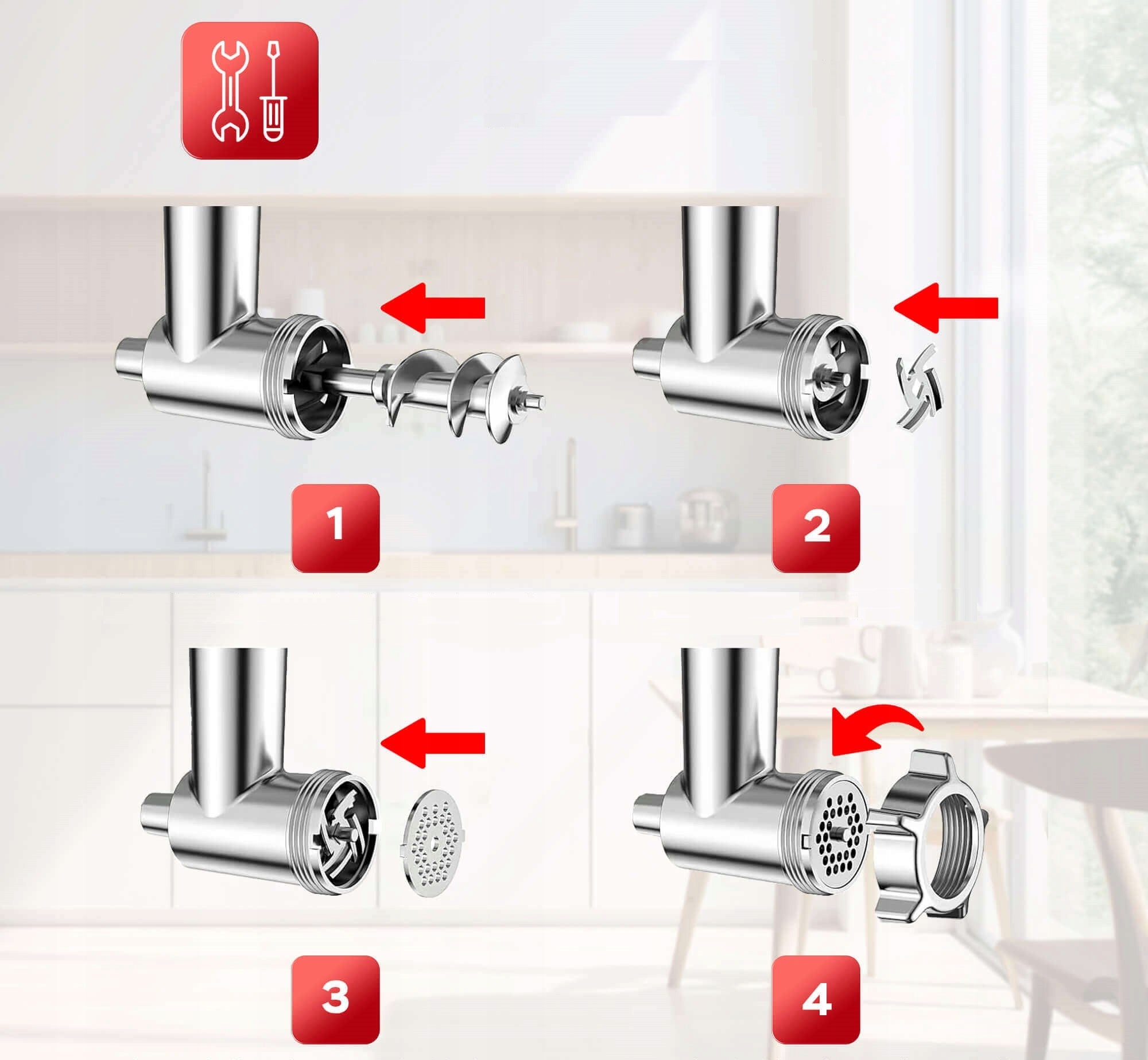 SAUSAGE MEAT GRINDER 2000W COOKIE ADAPTER Reverse gear yes