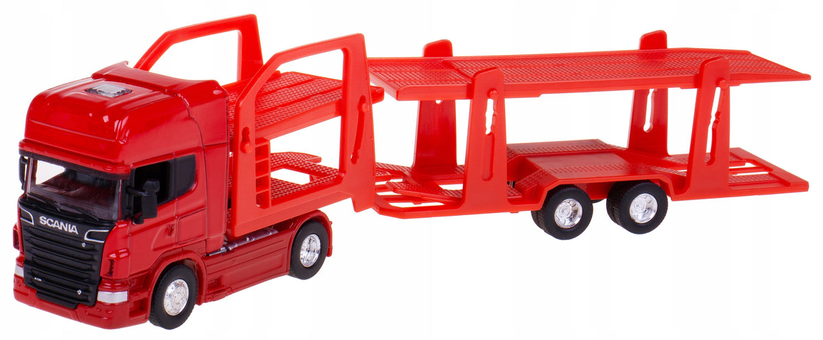 SCANIA V8 R730 TIR TRUCK TWO-LEVEL AUTOLAVETTE 1:64 MODEL METAL WELLY
