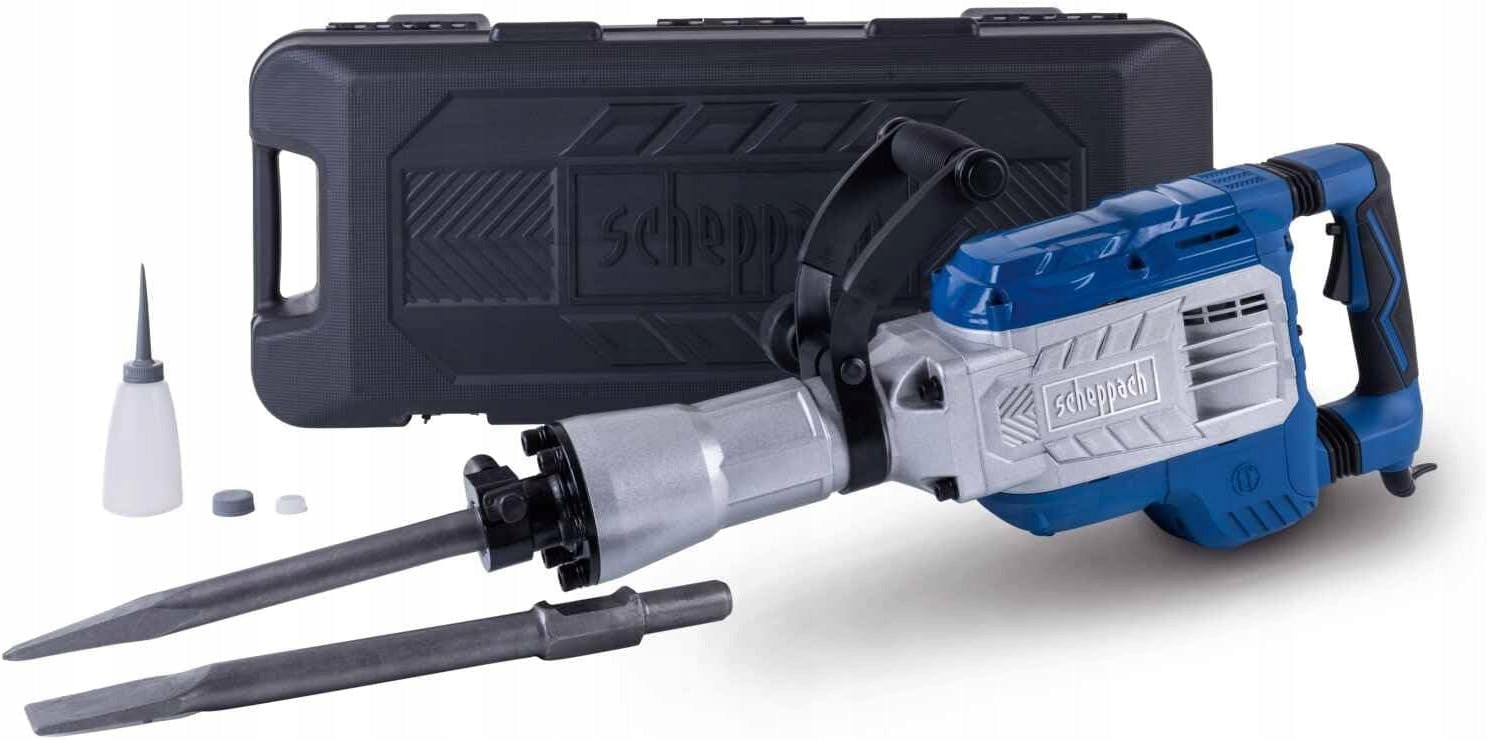 SCHEPPACH AB1900 demolition hammer 1900W 60J in wheel case + 2 chisels