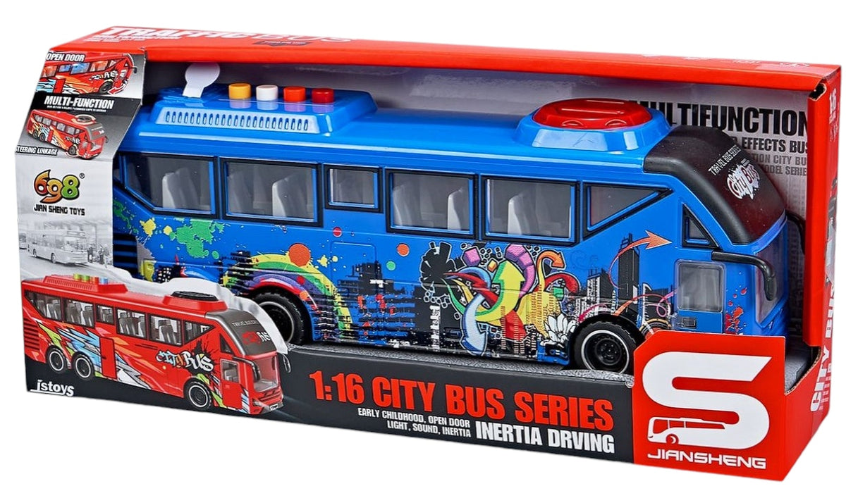 SCHOOL BUS TROLLEYBUS DRIVE LIGHT SOUND OPENING DOORS BLUE Brand no brand