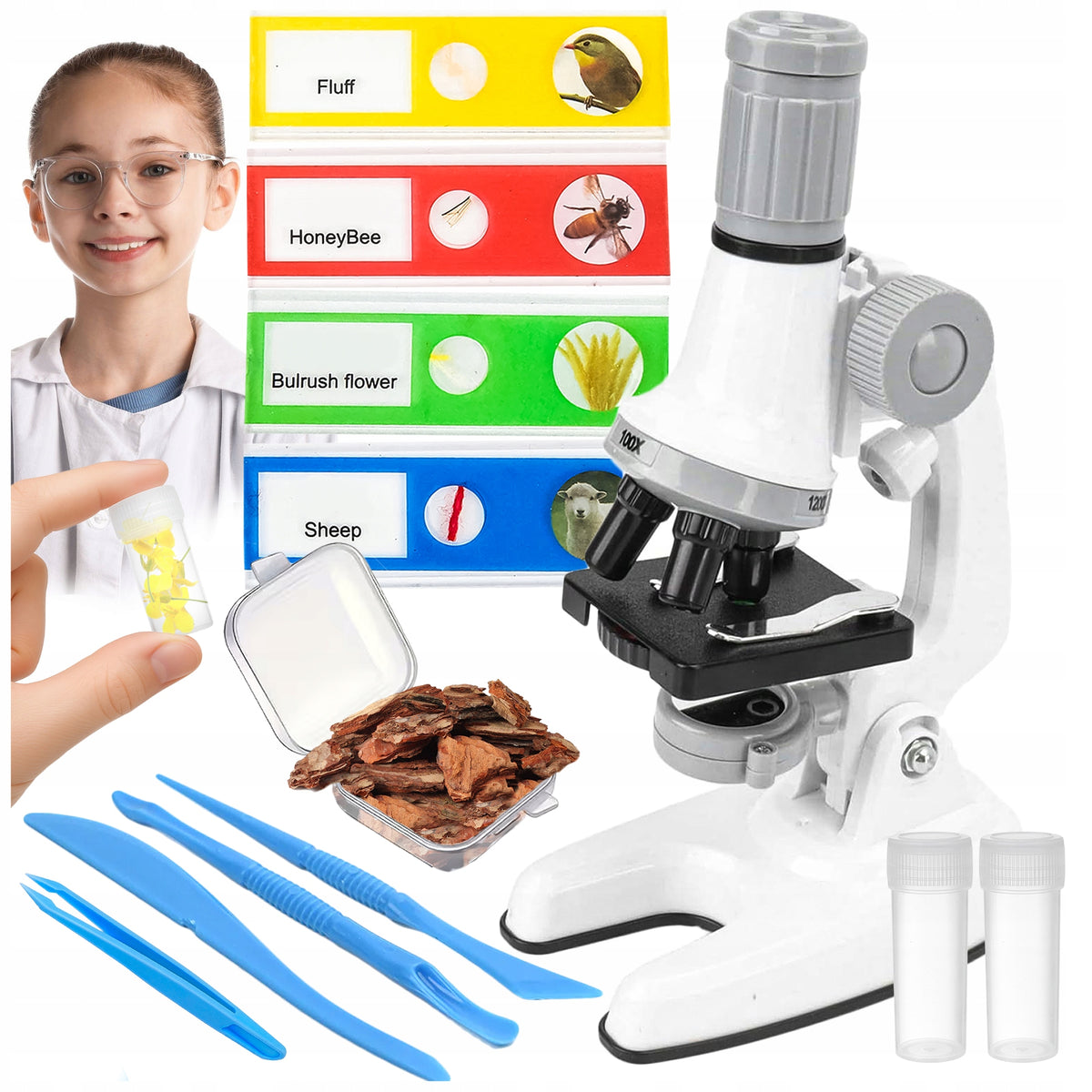 SCHOOL MICROSCOPE FOR CHILDREN SCIENTIFIC MAGNIFICATION 1200X BOY'S DAY