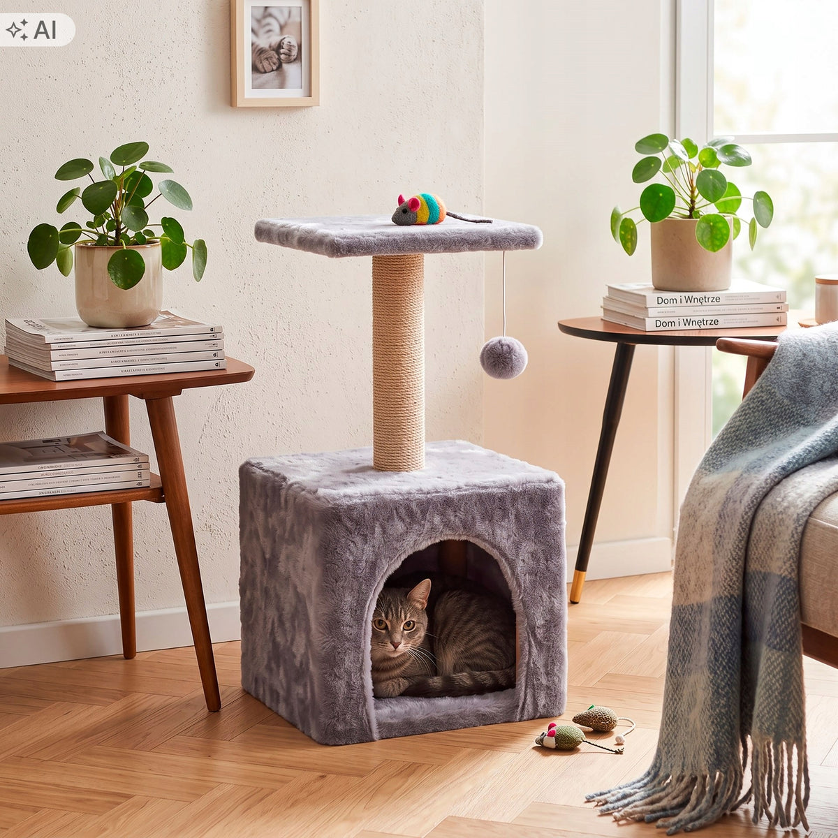 SCRATCHER CAT BOOTH COTTAGE Bed POST toy SIZAL TOWER 3 levels Packaging status original