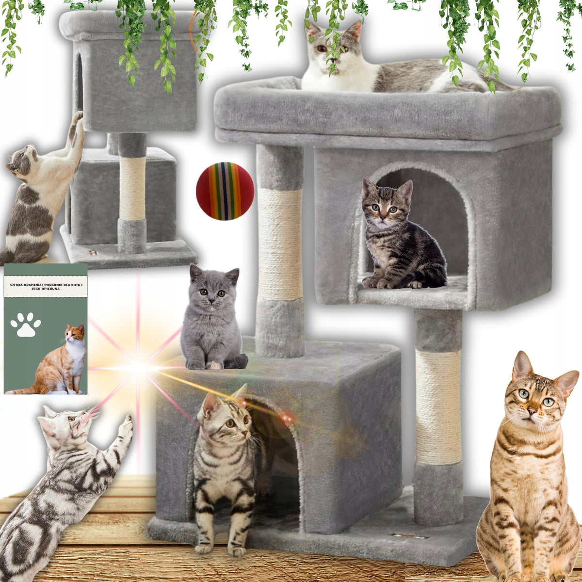 SCRATCHING POST HIGH FOR CAT TOWER BED SCRATCHING BOARD MULTI-LEVEL!