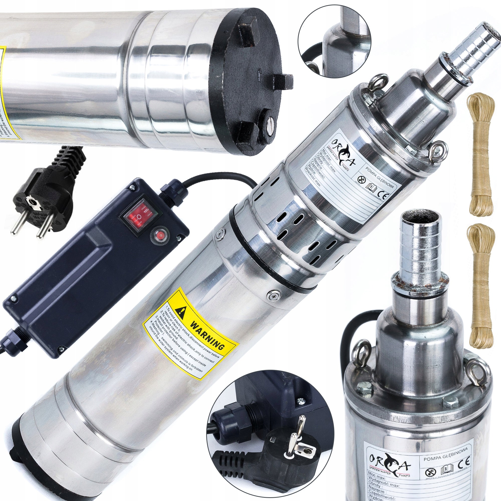 SCREW SUBMERSIBLE PUMP FOR WELL WATER 1700 l/h 4" FOR WATERING
