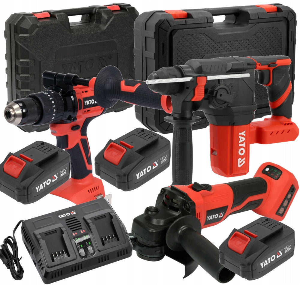 SCREWDRIVER 75Nm + HAMMER DRILL 2,6J+GRINDER+3AKU 4AH+LOAD.2PORTS Brand Toya