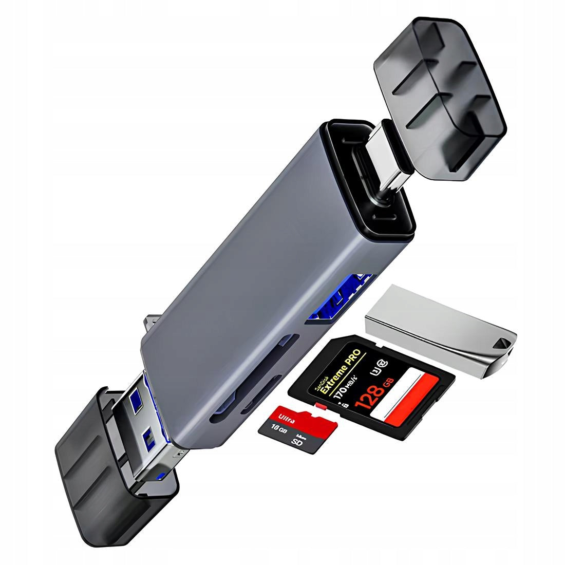 SD Memory Card Reader MicroSD OTG USB-C USB 3.0 Micro USB Adapter 6in1