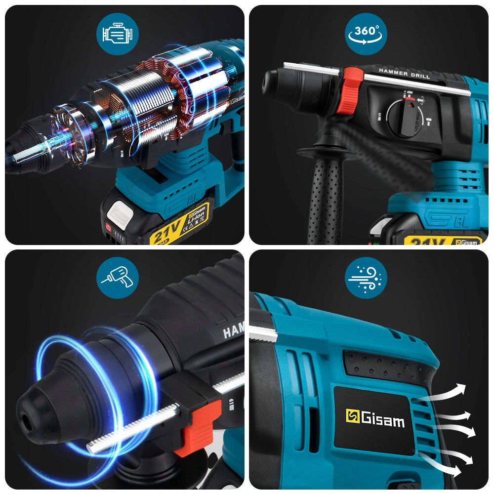 SDS-PLUS Brushless Hammer Drill/Impact Driver, 2 Battery Kit w/Box Packaging status original