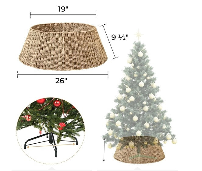 SEAGRASS CHRISTMAS TREE COVER 66 CM NATURAL BASKET STAND COLLAR Packaging status original