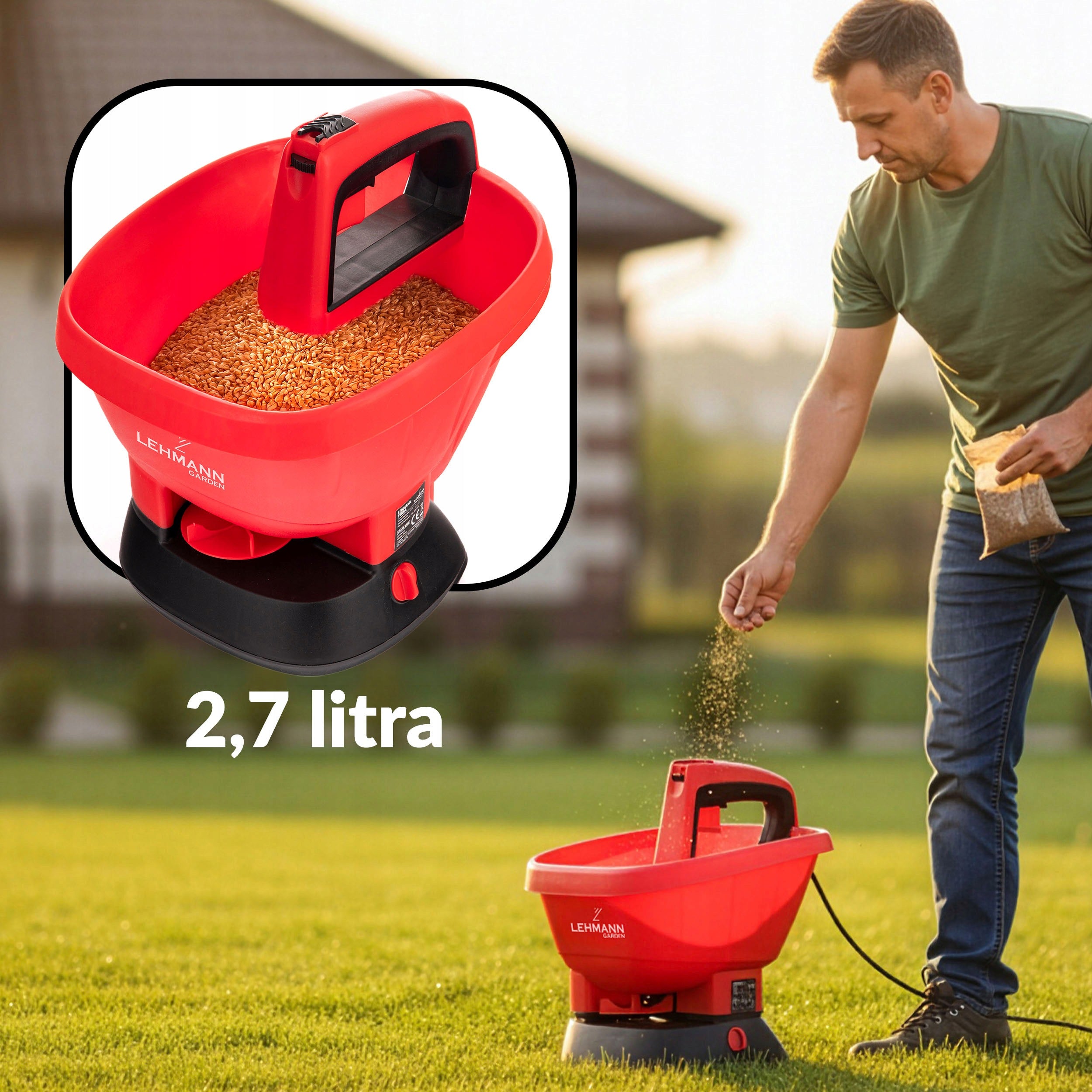 SEED DRILL CORDLESS MANUAL GRASS SEED SPREADER FOR GARDEN SALT FERTILIZER Packaging status original