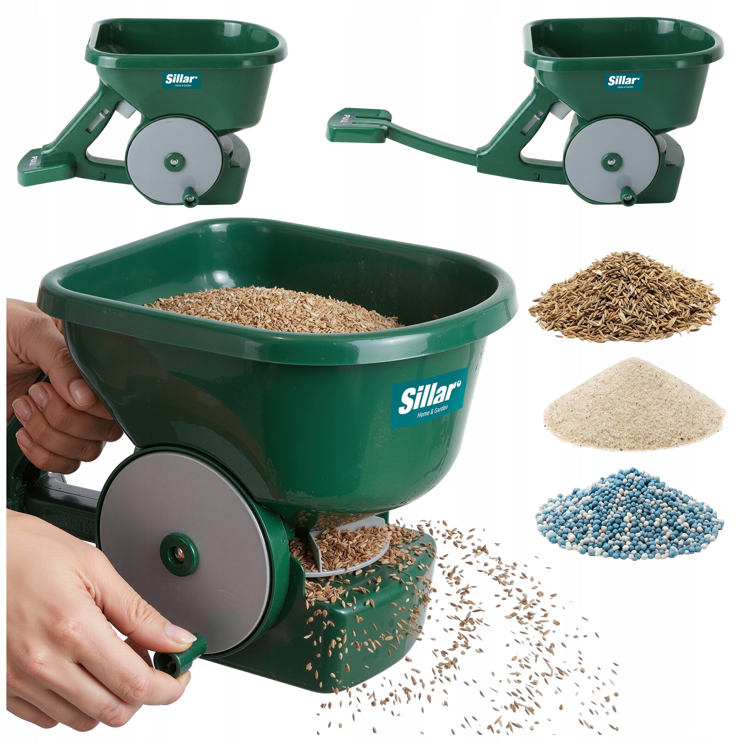 SEED DRILL GARDEN SPREADER MANUAL FOR GRASS FERTILIZER VEGETABLE SEEDS SALT 3L Packaging status original